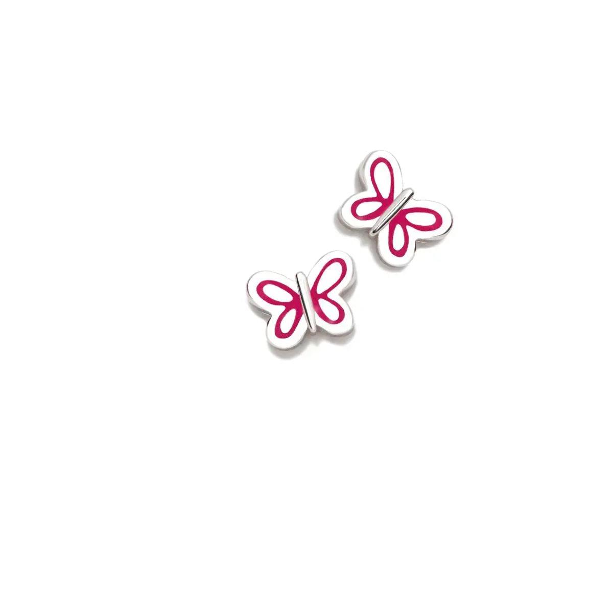 Colgante de mariposa infantil con detalles fucsia y borde blanco, par