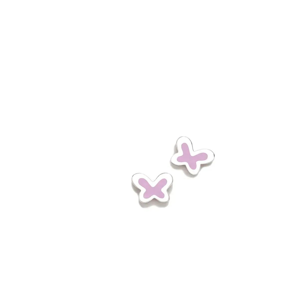 MINICHARM rosca mariposa malva: dos colgantes metálicos mariposa con esmalte