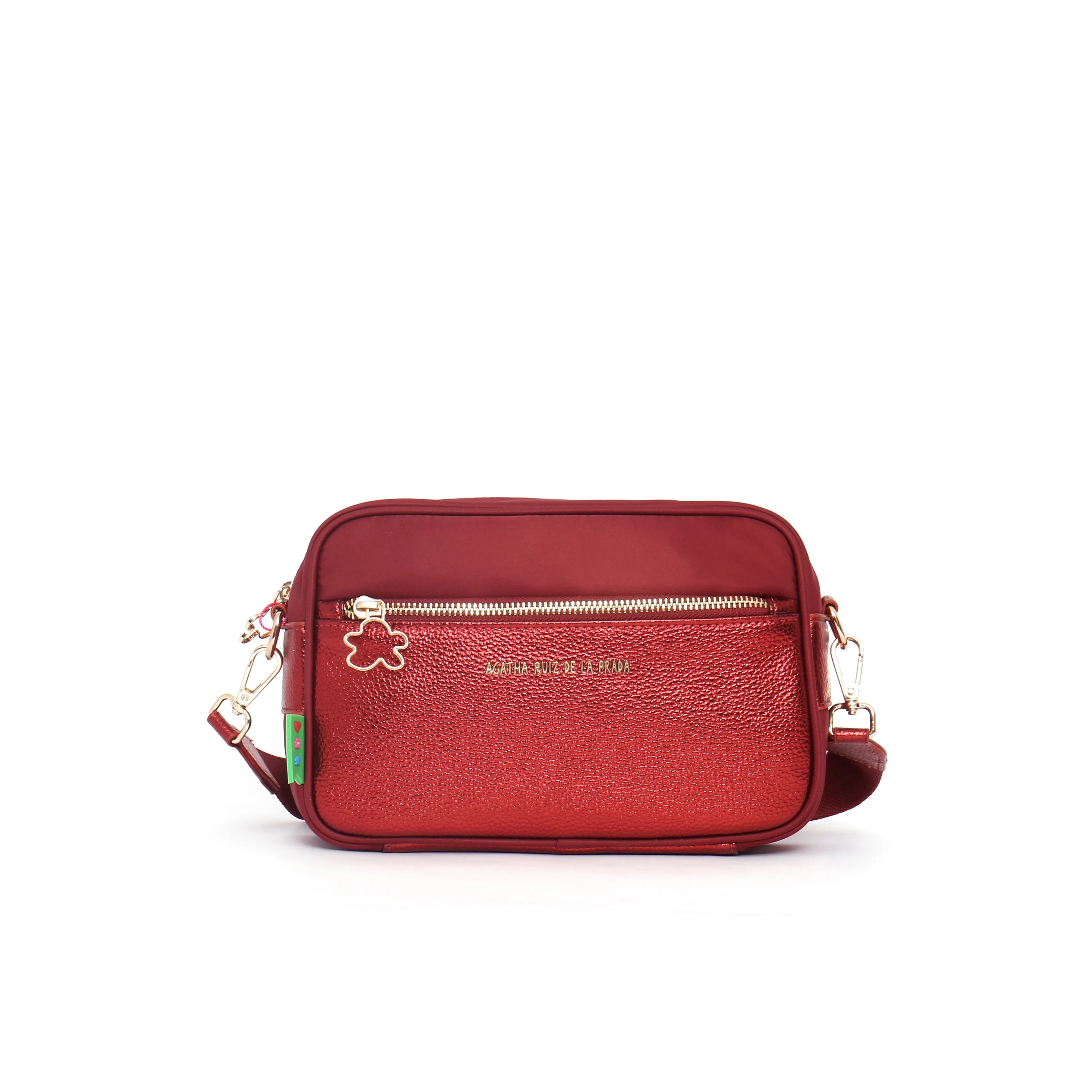 Bandoulière nylon métallisé grenat