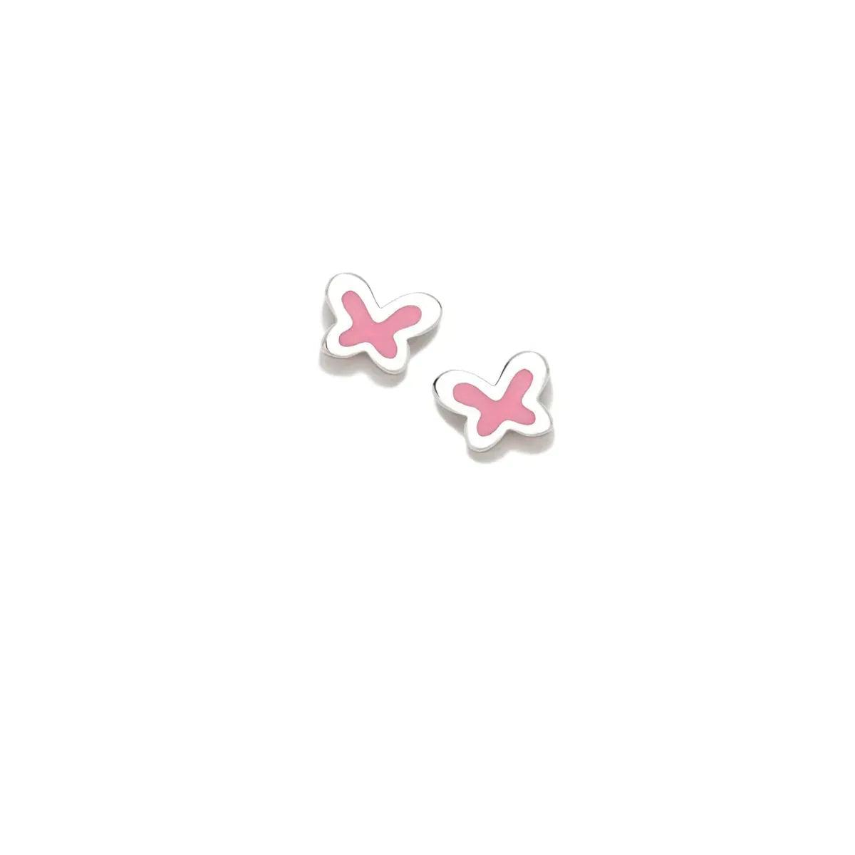 Adorno MINICHARM rosca mariposa rosa en esmalte, par de piezas metálicas