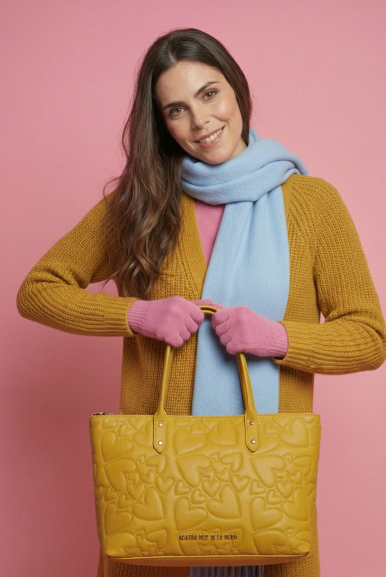 SHOPPER CORAZONES MOSTAZA
