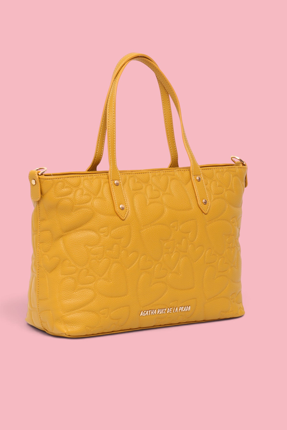 SHOPPER CORAZONES MOSTAZA