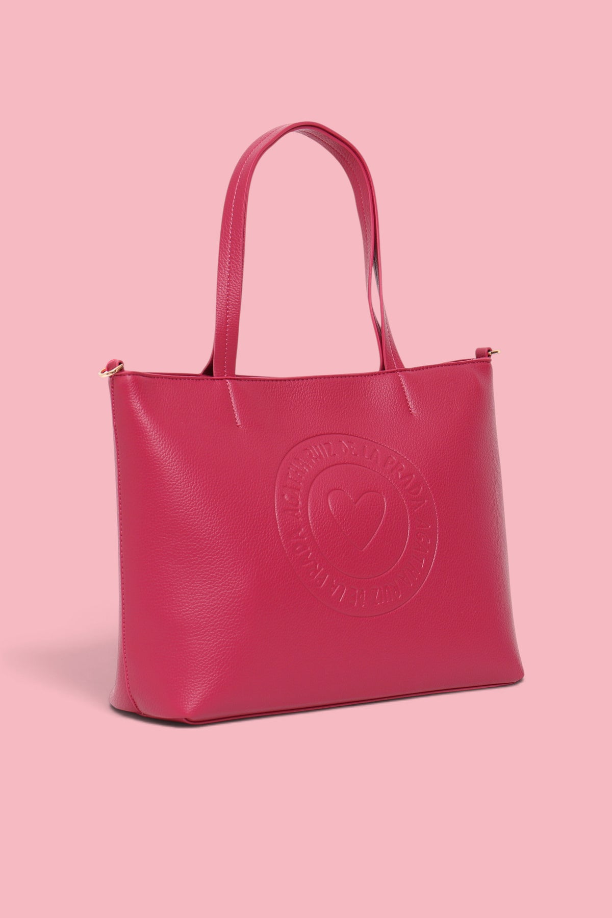 BORSA SHOPPER CON LOGO A CUORE FUCSIA
