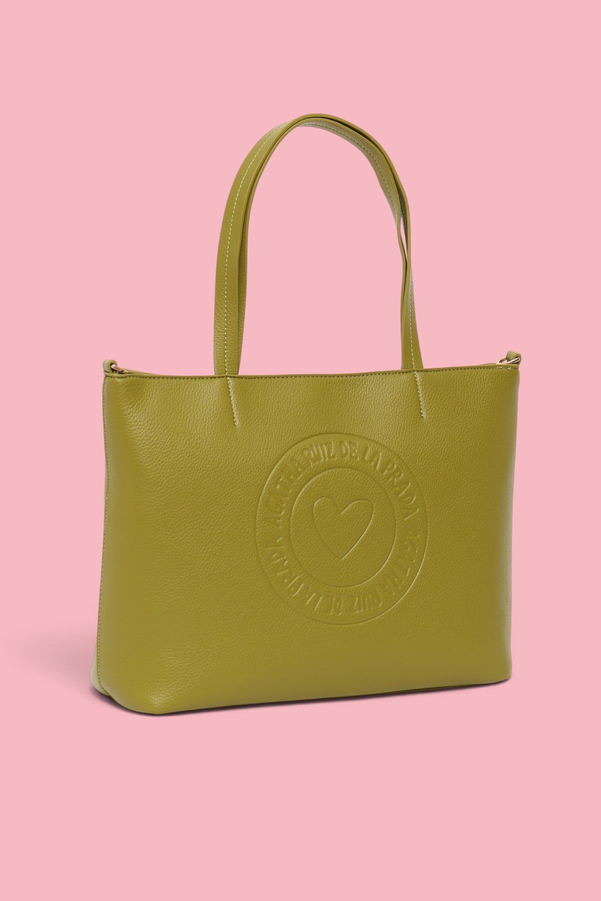 BORSA SHOPPER CON LOGO A CUORE VERDE