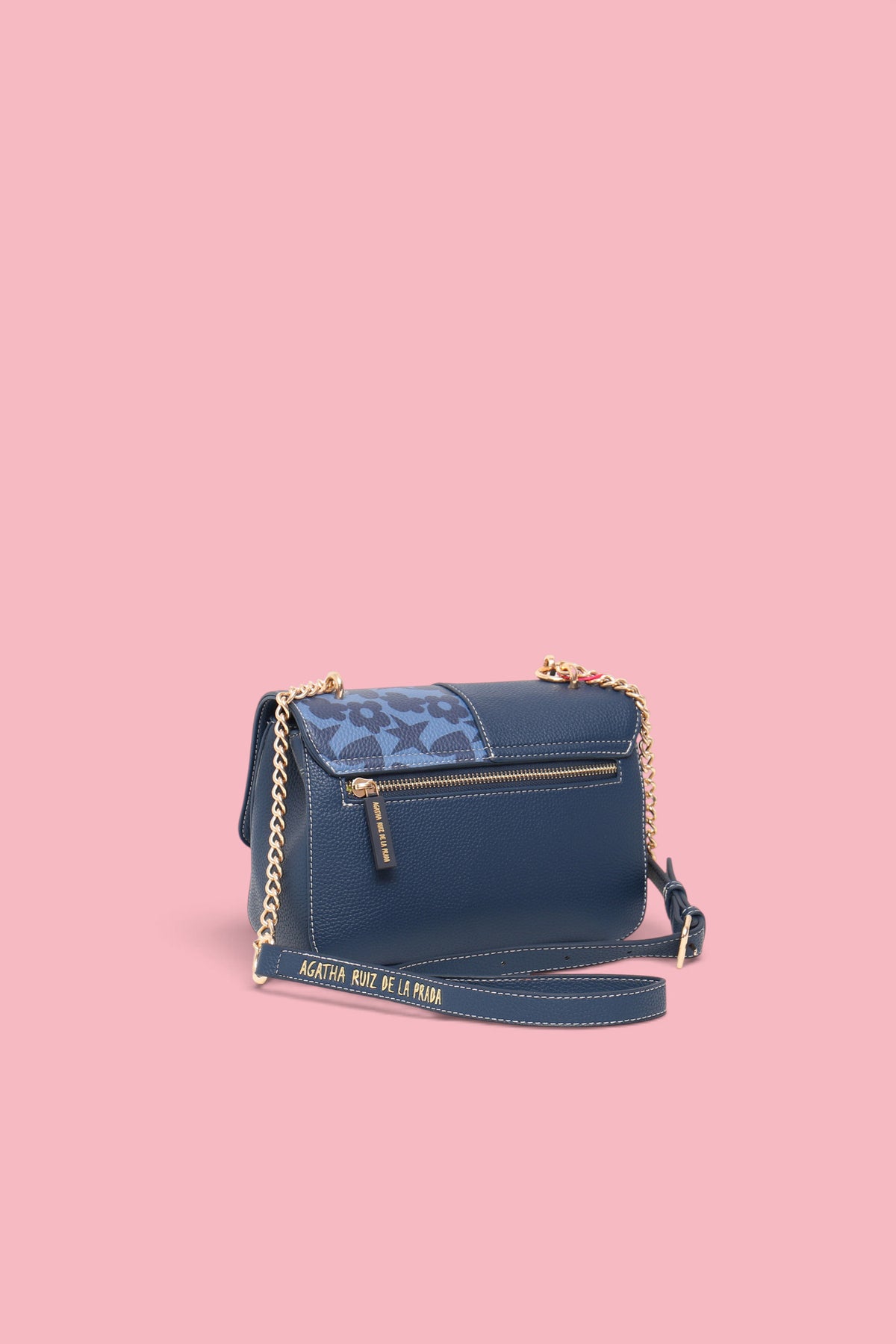 BANDOLERA TAPA DOBLE ESTAMPADO AZUL