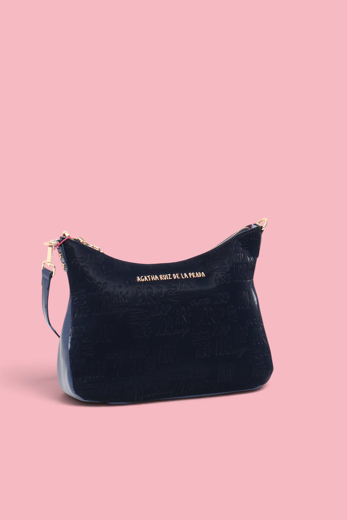 BORSA A GONDOLA TECNICA IN METALLO CON MONOGRAMMA BLU