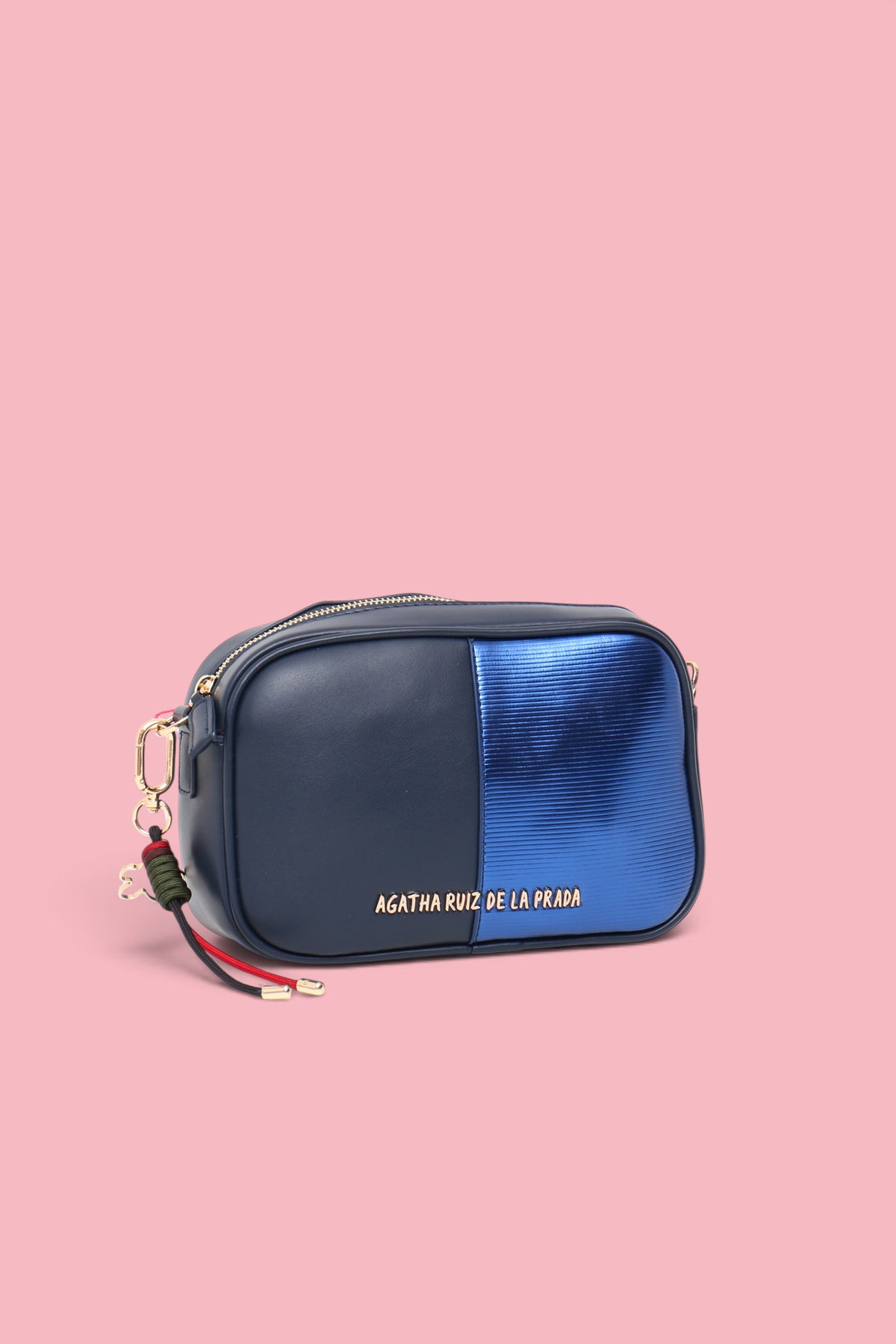 BORSA A TRACOLLA BIMATERIALE BLU