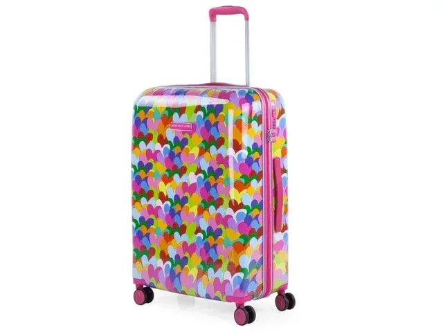 Maleta trolley 60 cm estampada con corazones multicolor, asas y ruedas
