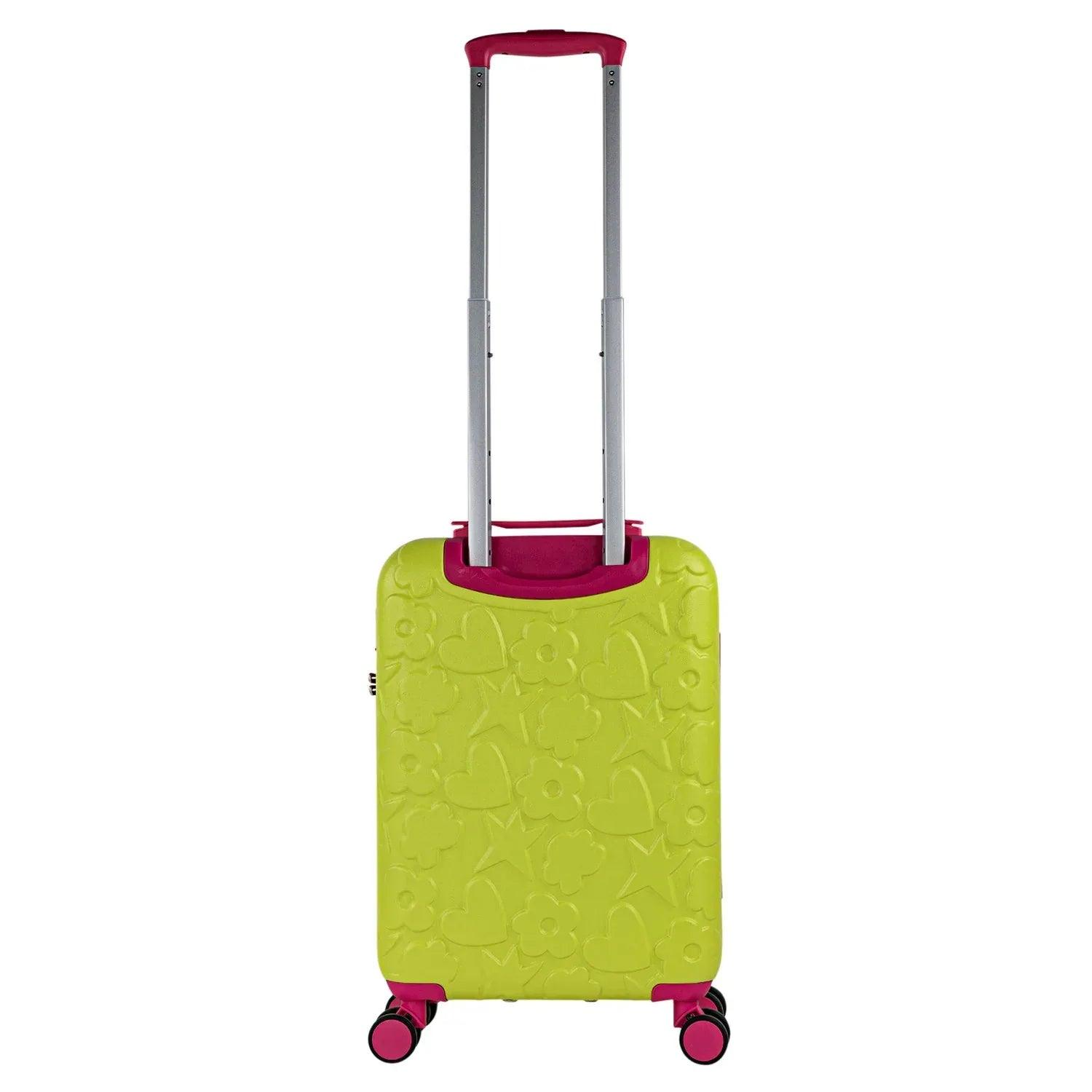 Maleta cabina verde pistacho con asa extensible y ruedas, acabado con textura