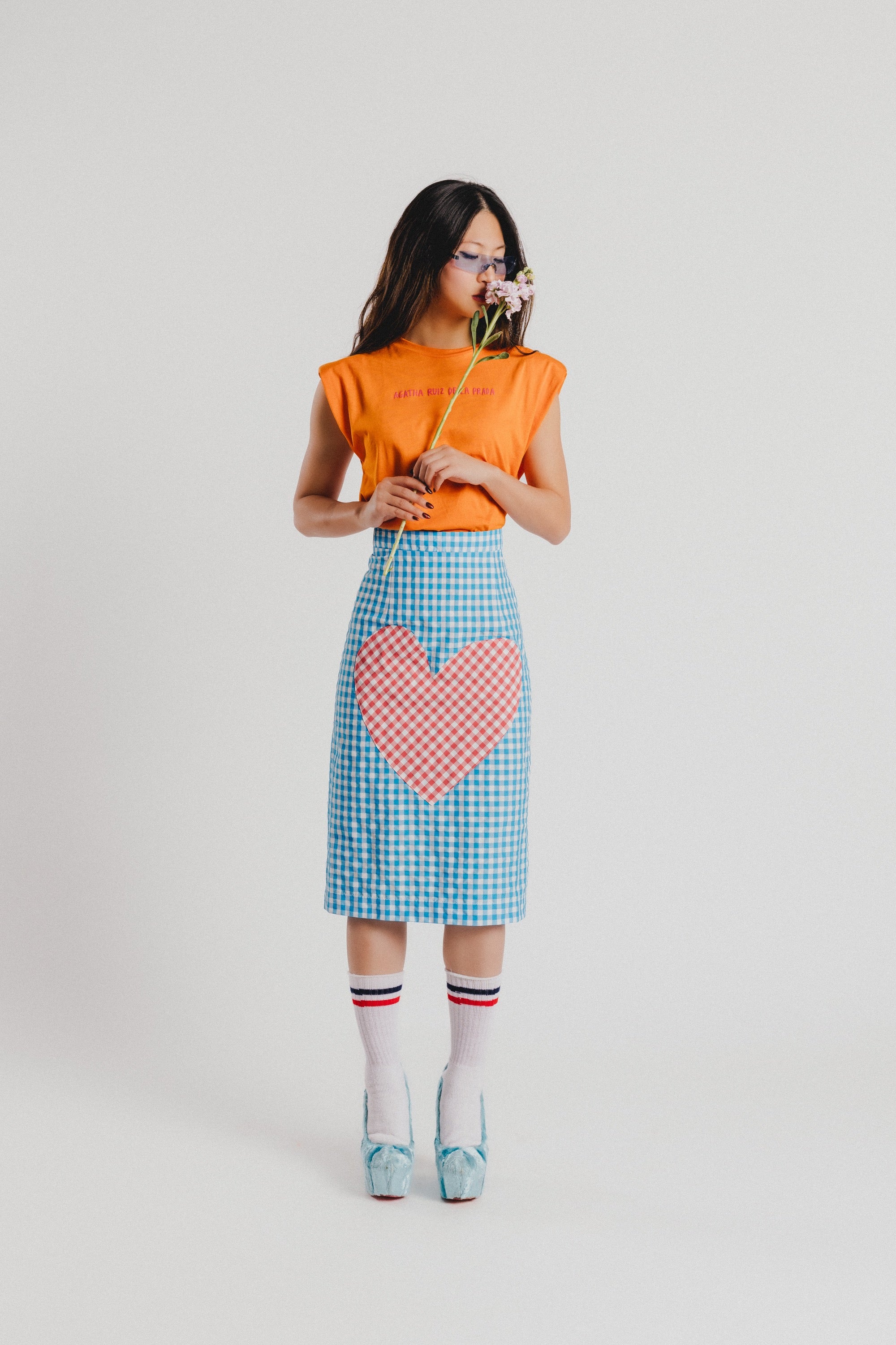 FALDA LAPIZ VICHY CORAZON