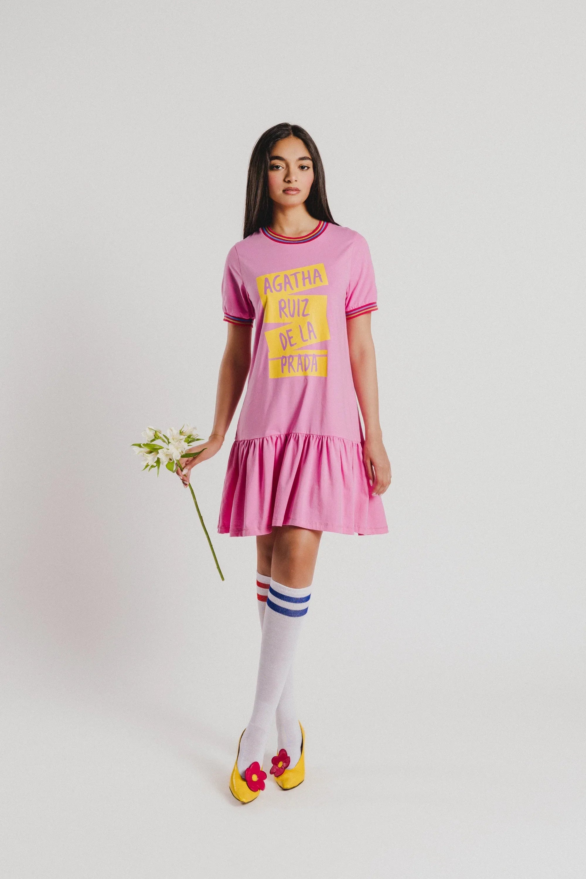 VESTIDO ROSA VOLANTE ARP - Agatha Ruiz de la Prada