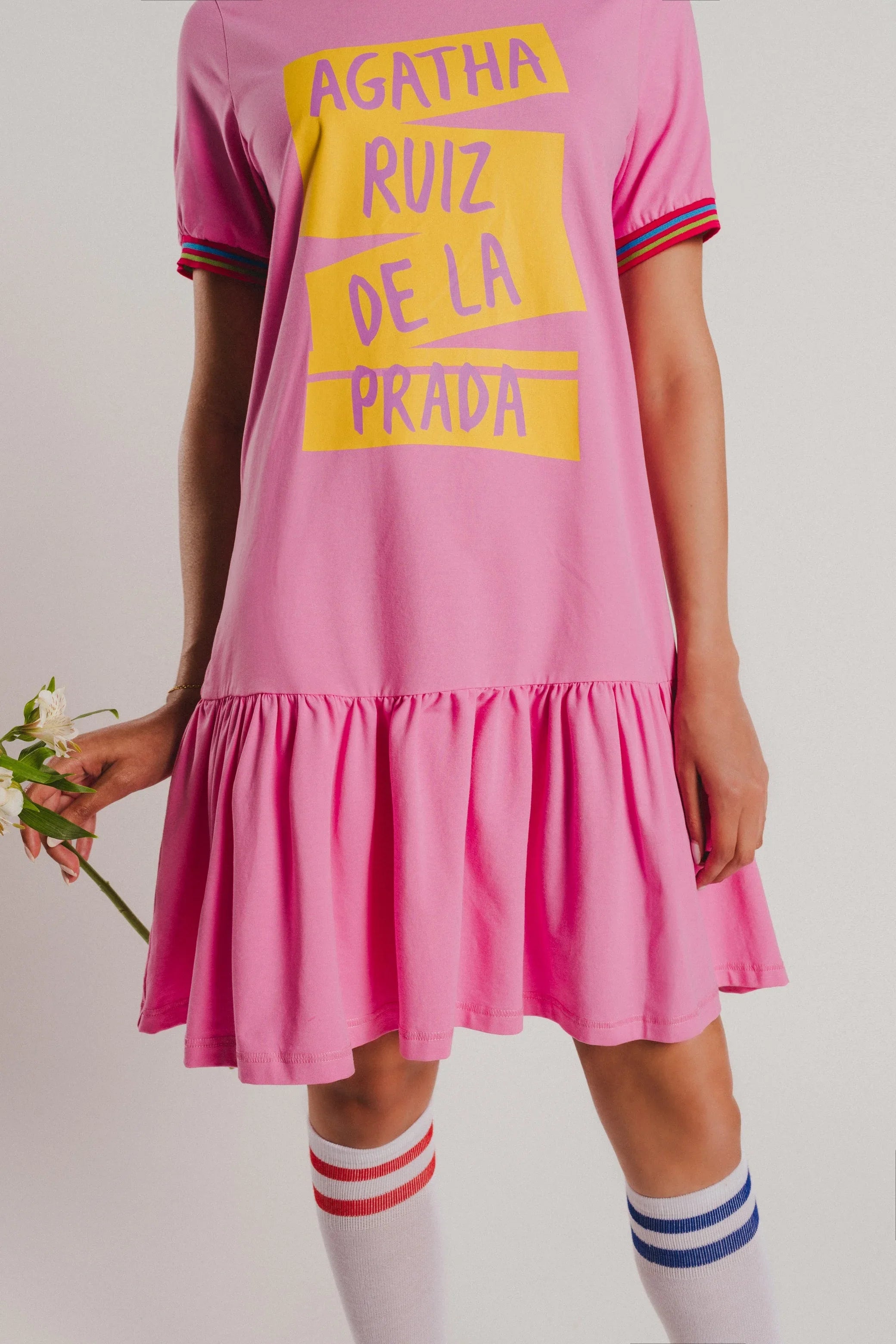 VESTIDO ROSA VOLANTE ARP - Agatha Ruiz de la Prada