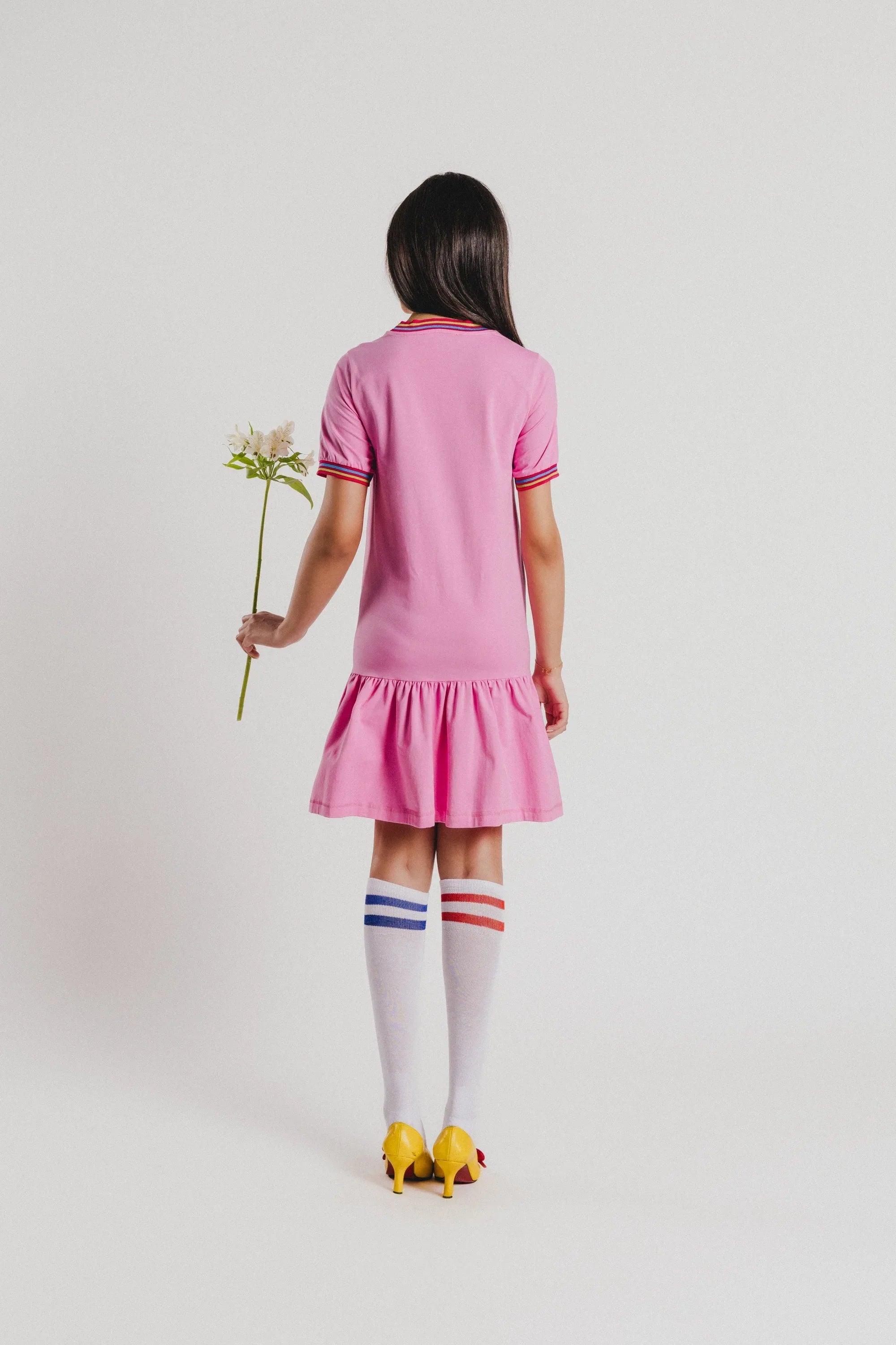 VESTIDO ROSA VOLANTE ARP - Agatha Ruiz de la Prada