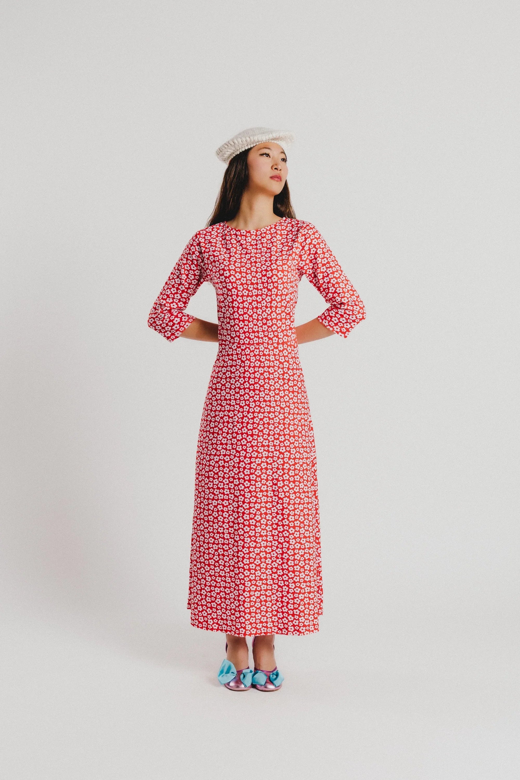 VESTIDO ROJO FLORECITAS BLANCAS - Agatha Ruiz de la Prada