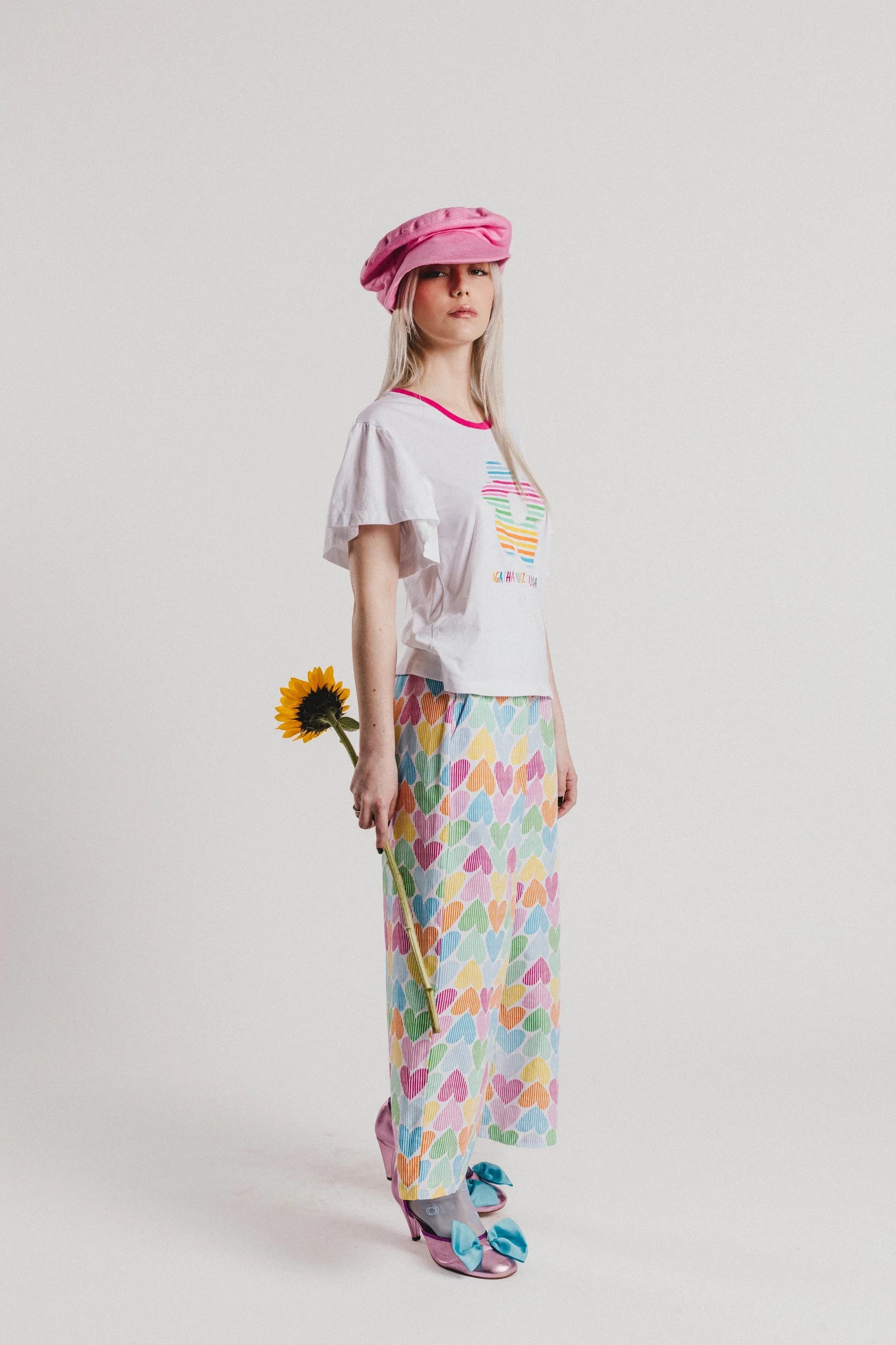 CAMISETA BLANCA FLOR RAYAS COLORES - Agatha Ruiz de la Prada