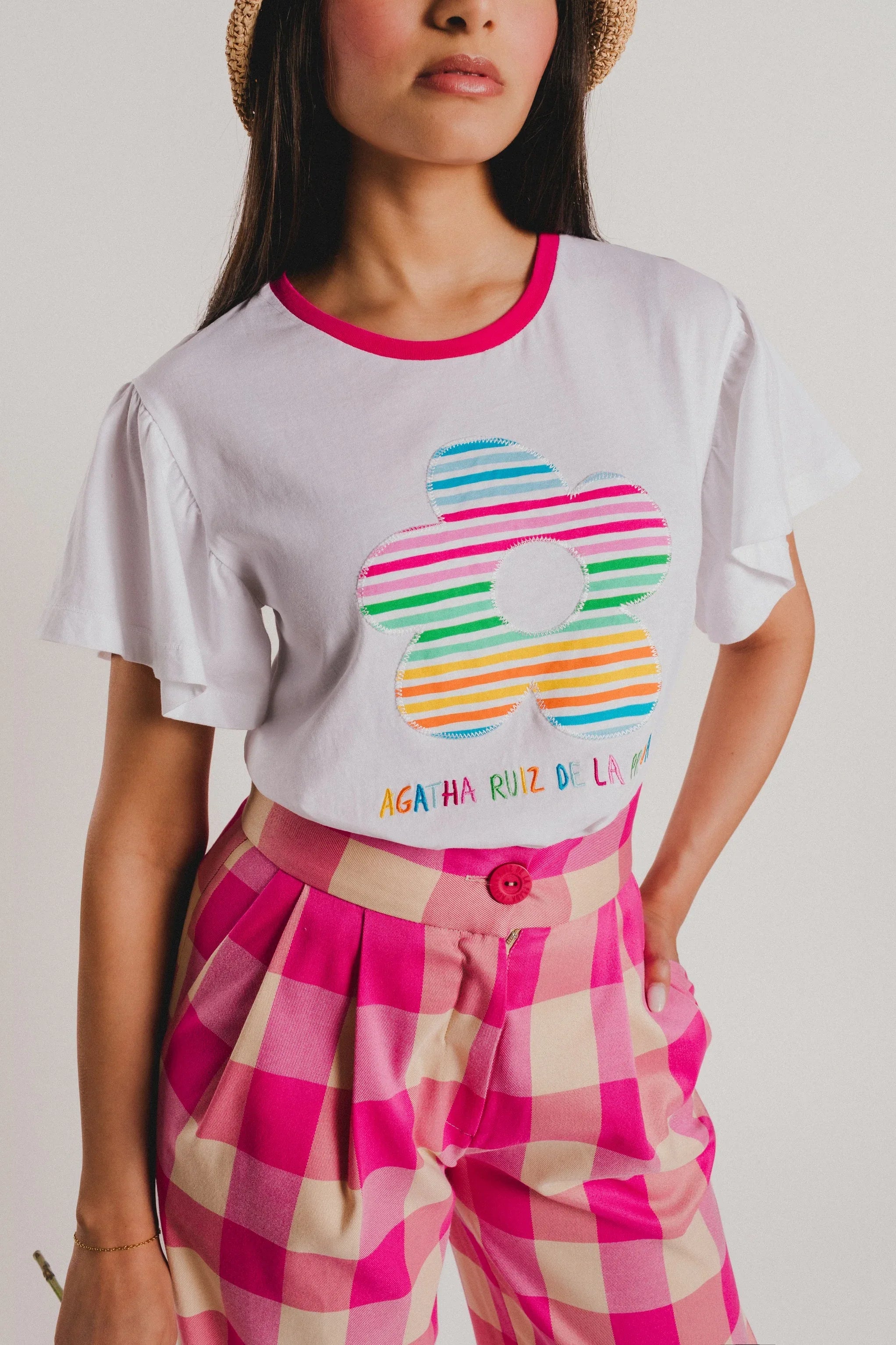 CAMISETA BLANCA FLOR RAYAS COLORES - Agatha Ruiz de la Prada