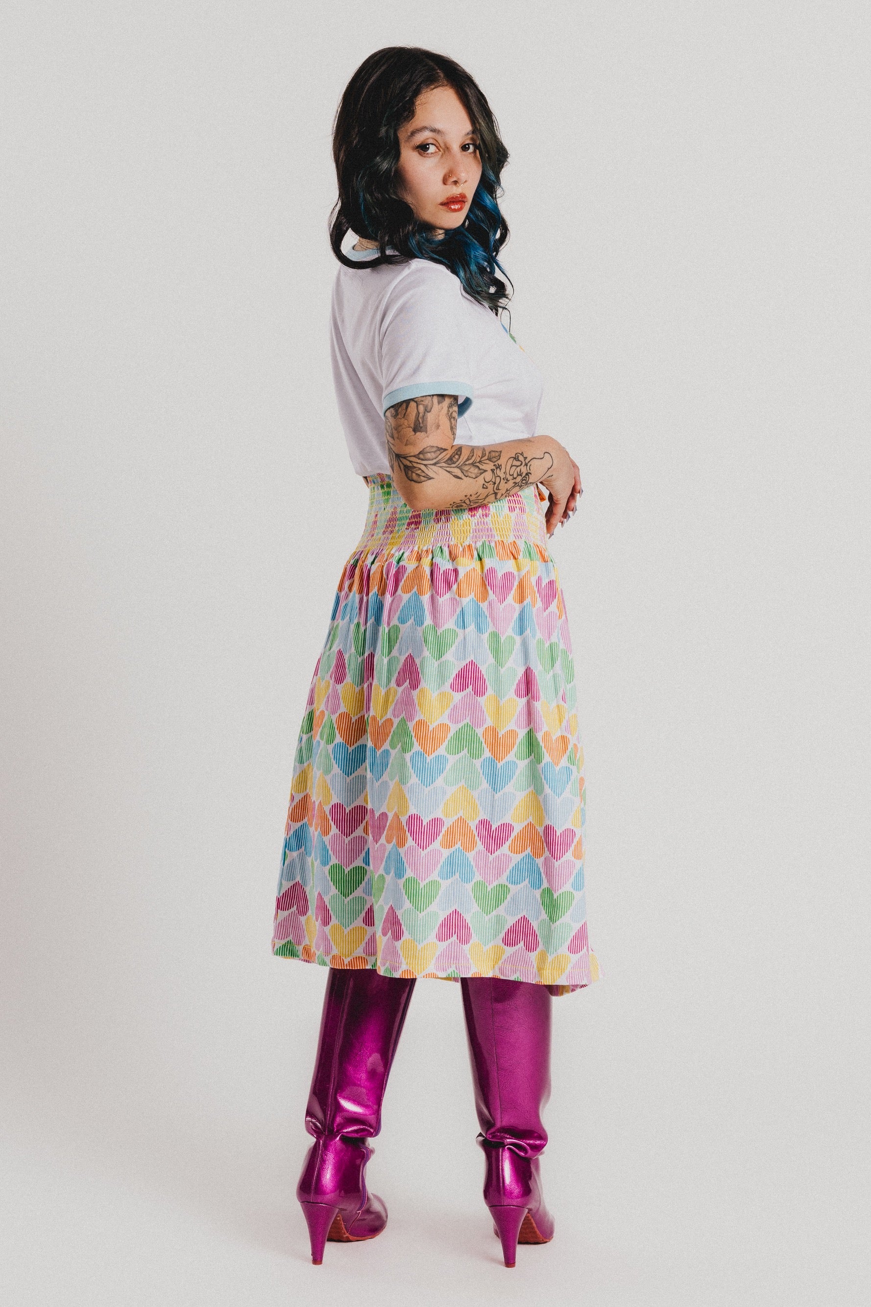 FALDA CORAZONES RAYADOS