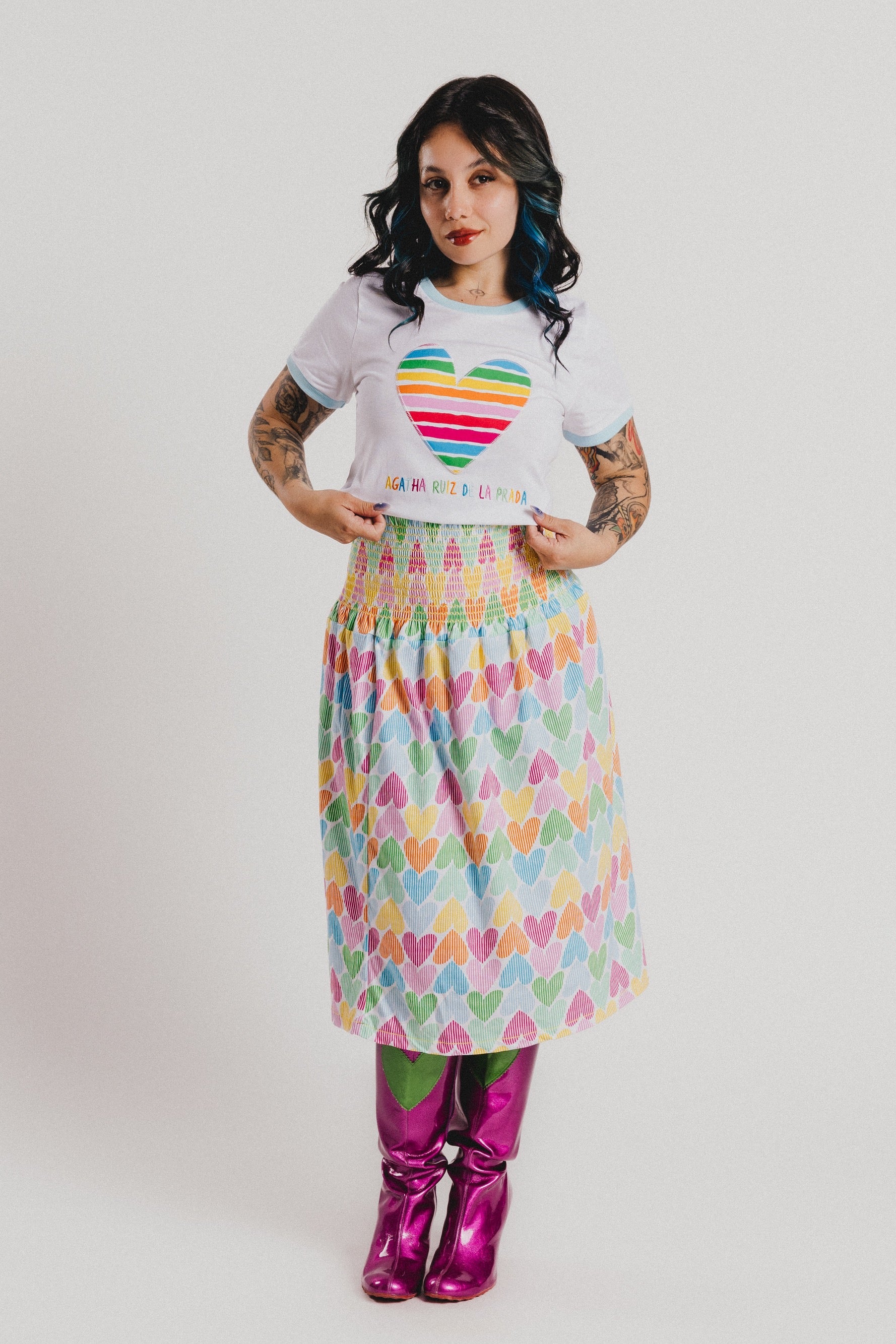 FALDA CORAZONES RAYADOS