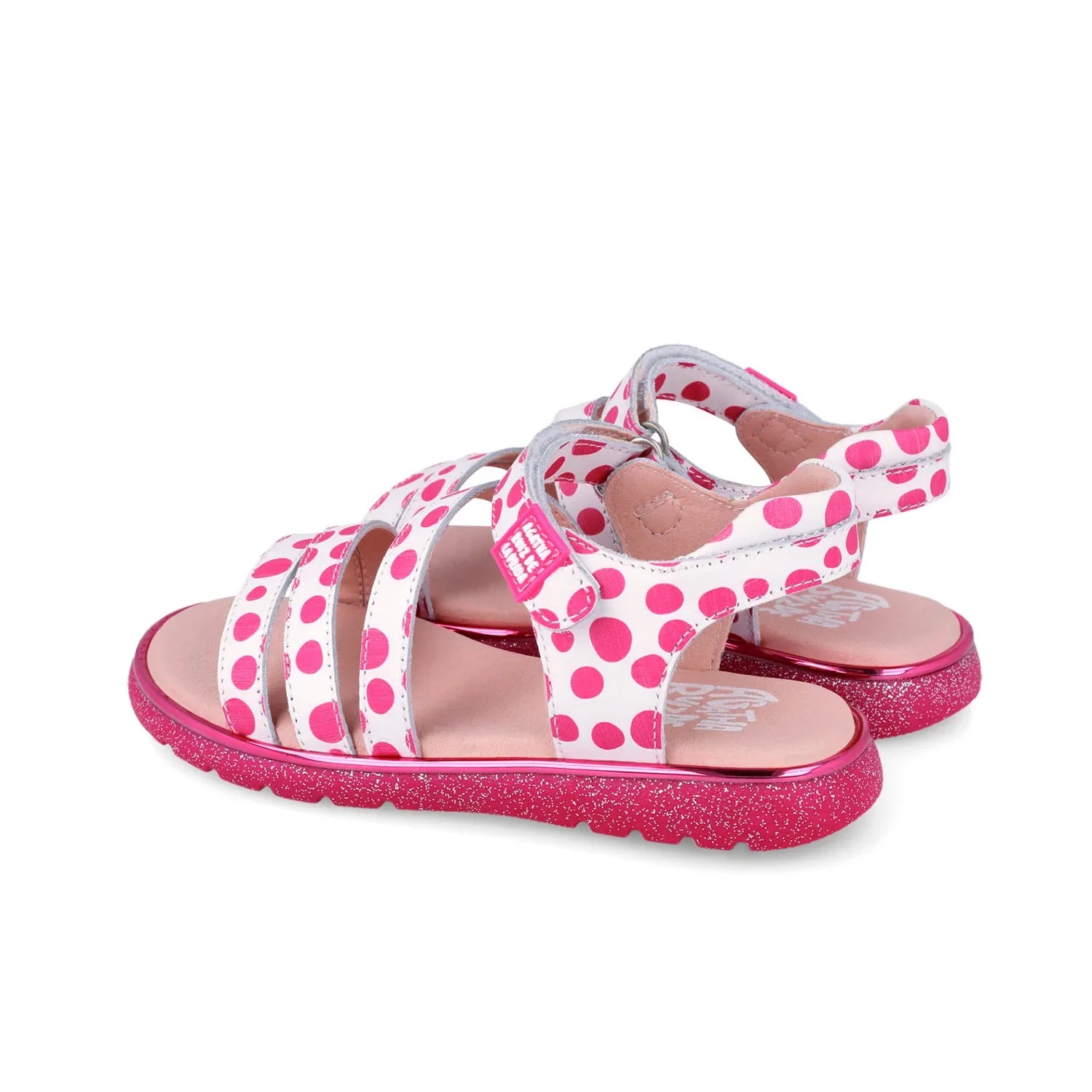 SANDALIA ESTAMPADA BLANCO Y FUCSIA