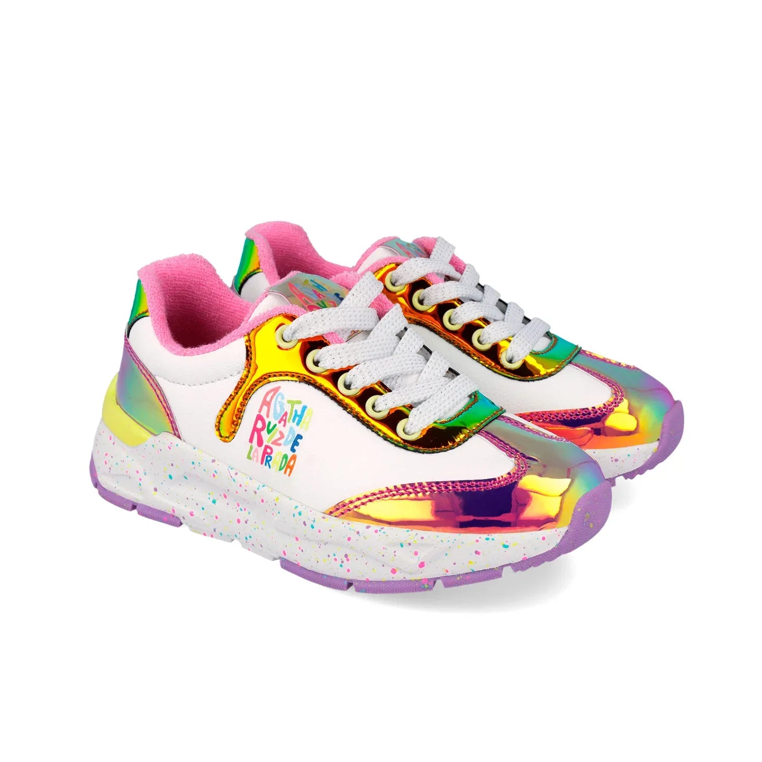SNEAKERS CORDONES BLANCO Y PLATA