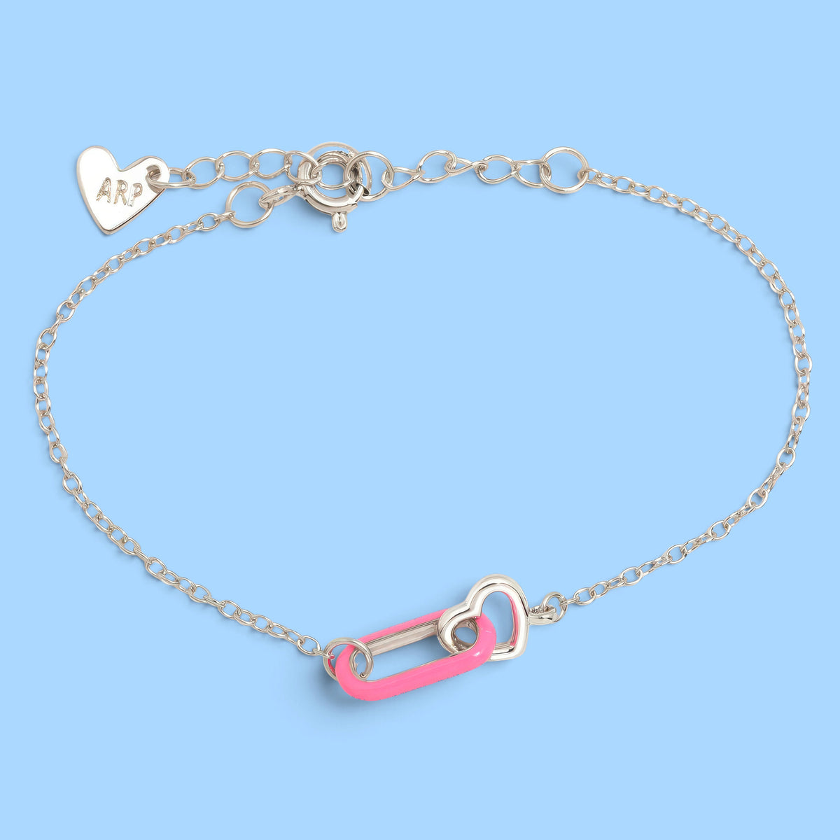 PINK HEART LINK BRACELET