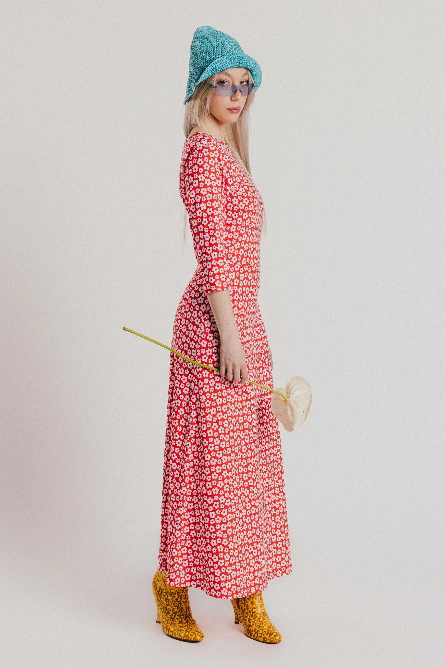 VESTIDO ROJO FLORECITAS BLANCAS - Agatha Ruiz de la Prada