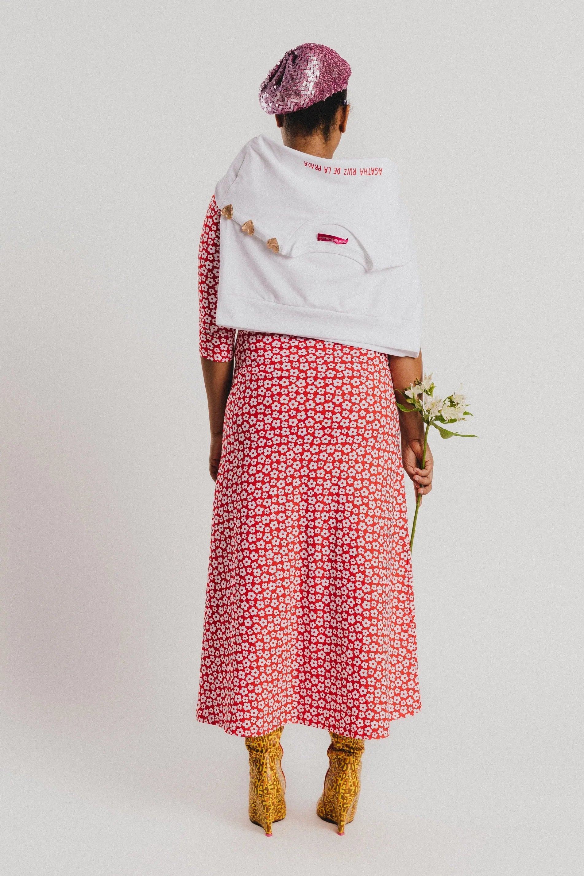 VESTIDO ROJO FLORECITAS BLANCAS - Agatha Ruiz de la Prada