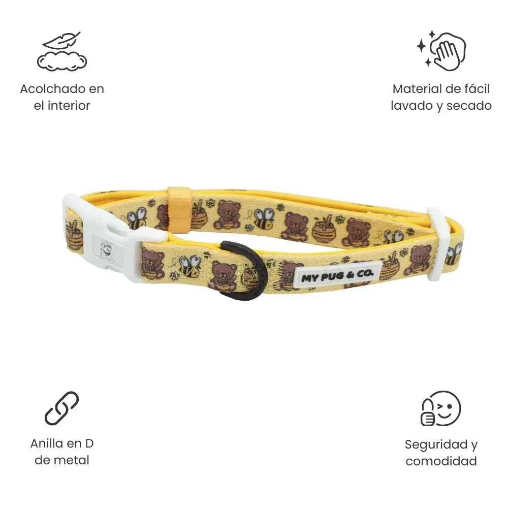 Collar para perro acolchado con estampado multicolor y anilla en D de metal