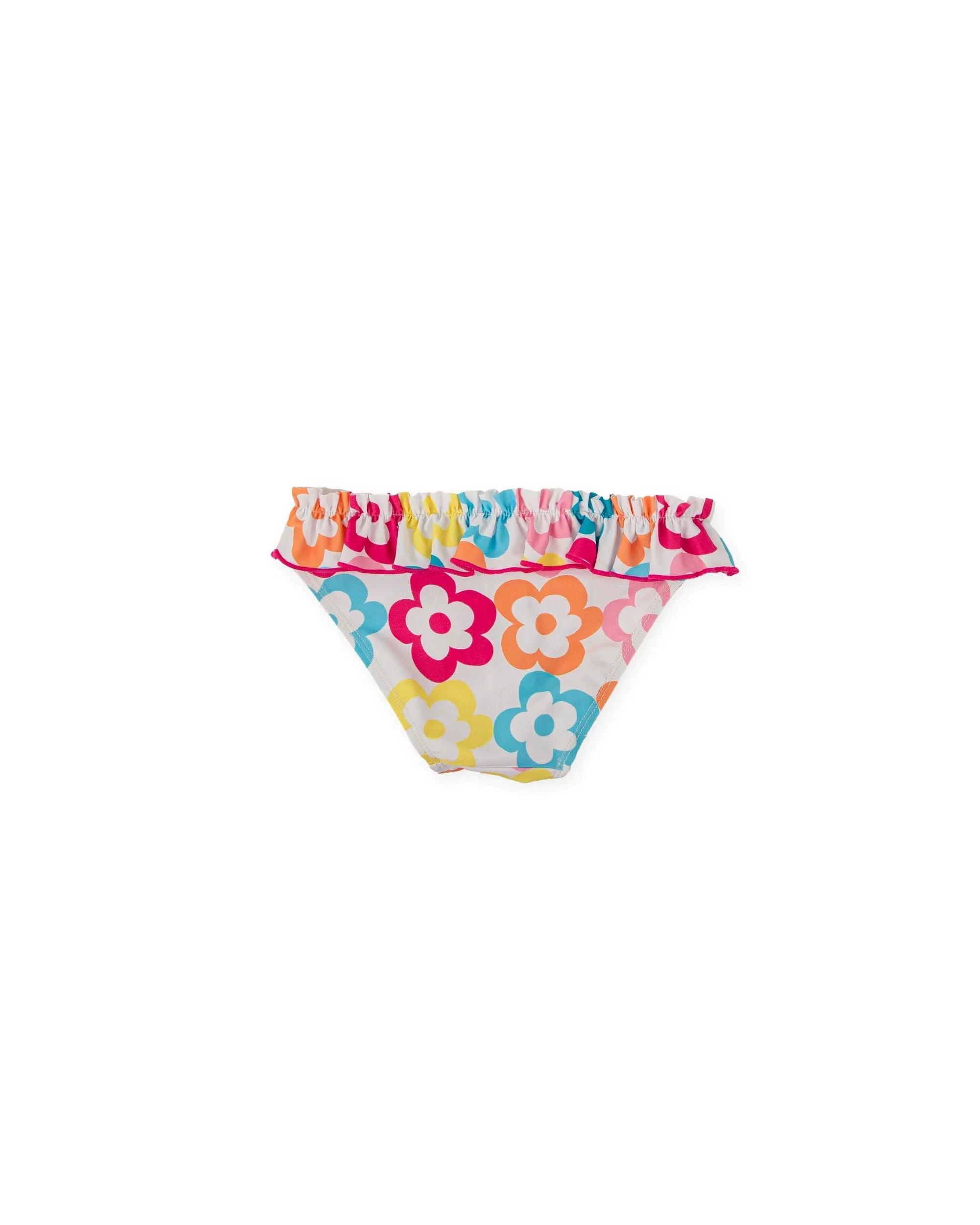 Braguita de licra con estampado floral y volantes multicolor