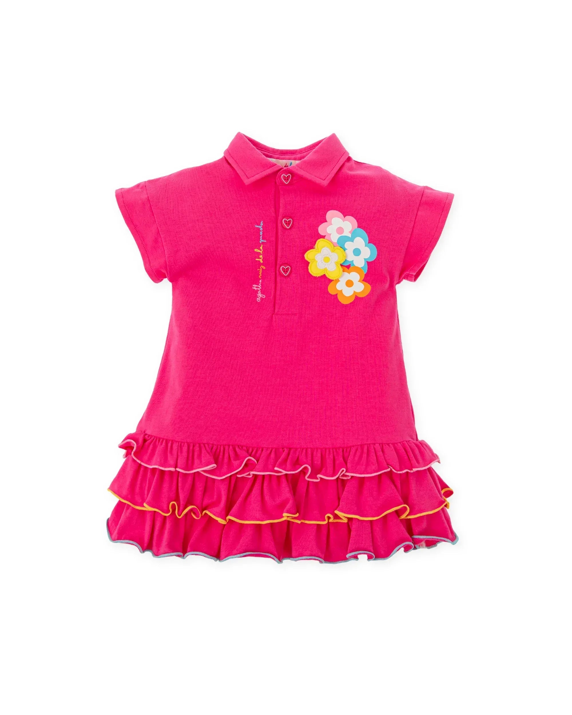 VESTIDO BOTONES PUNTO LISO FUCSIA FLORES - Agatha Ruiz de la Prada