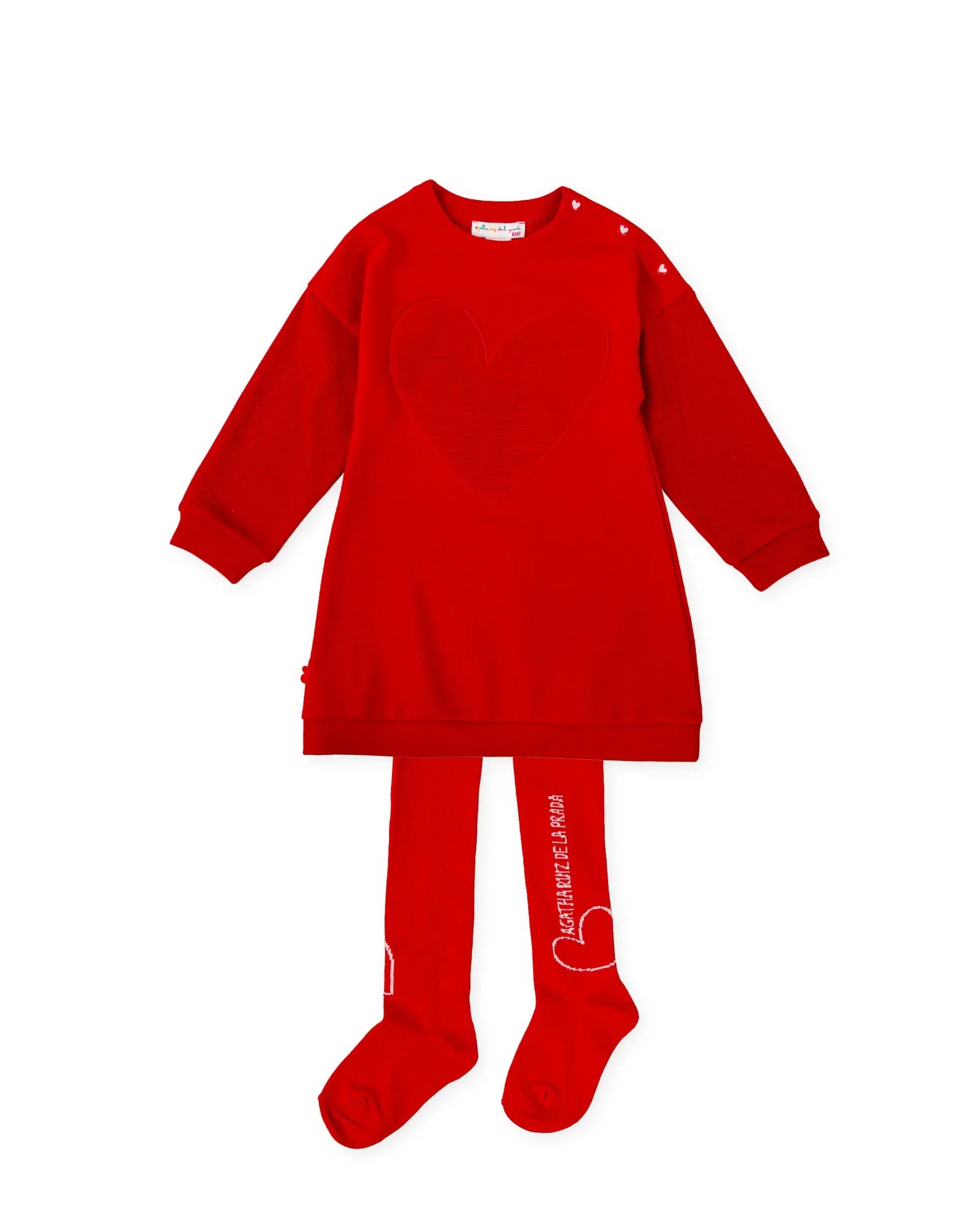 VESTIDO CORAZÓN ROJO CON LEOTARDOS - Agatha Ruiz de la Prada