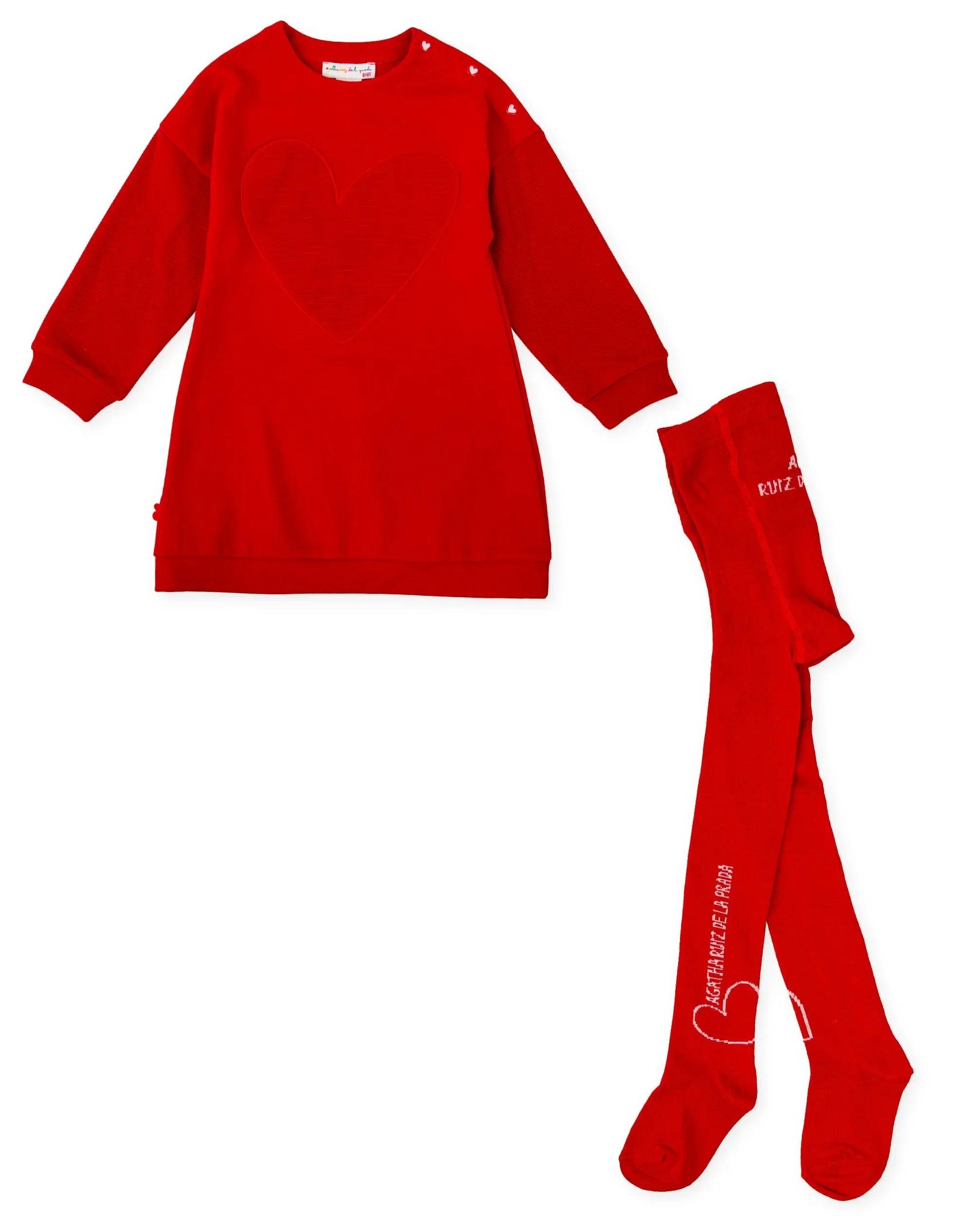 VESTIDO CORAZÓN ROJO CON LEOTARDOS - Agatha Ruiz de la Prada