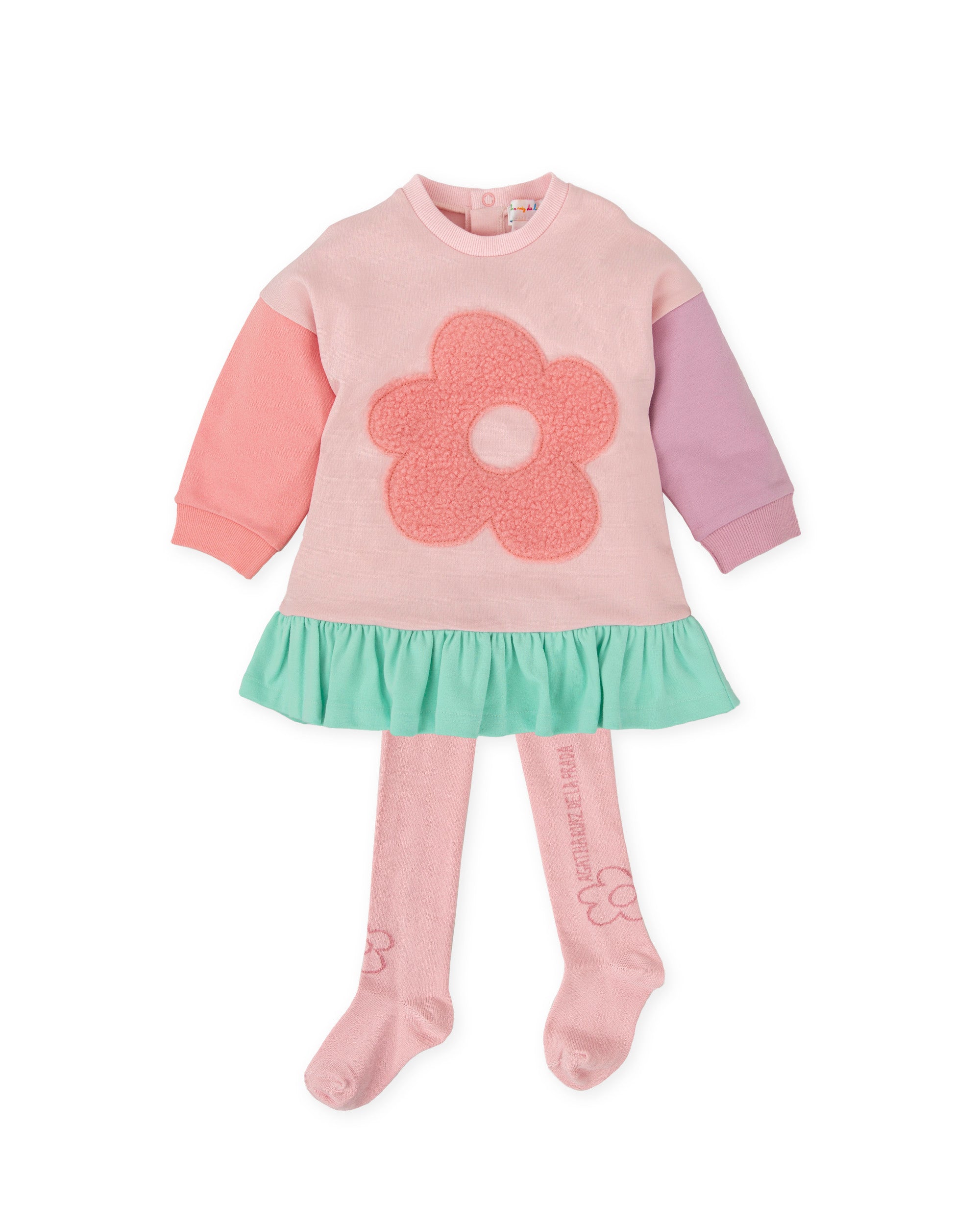 Robe fleur rose avec collants