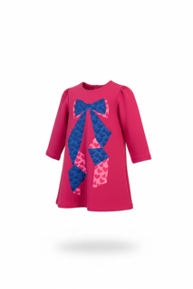 VESTIDO FUCSIA LAZO M/L