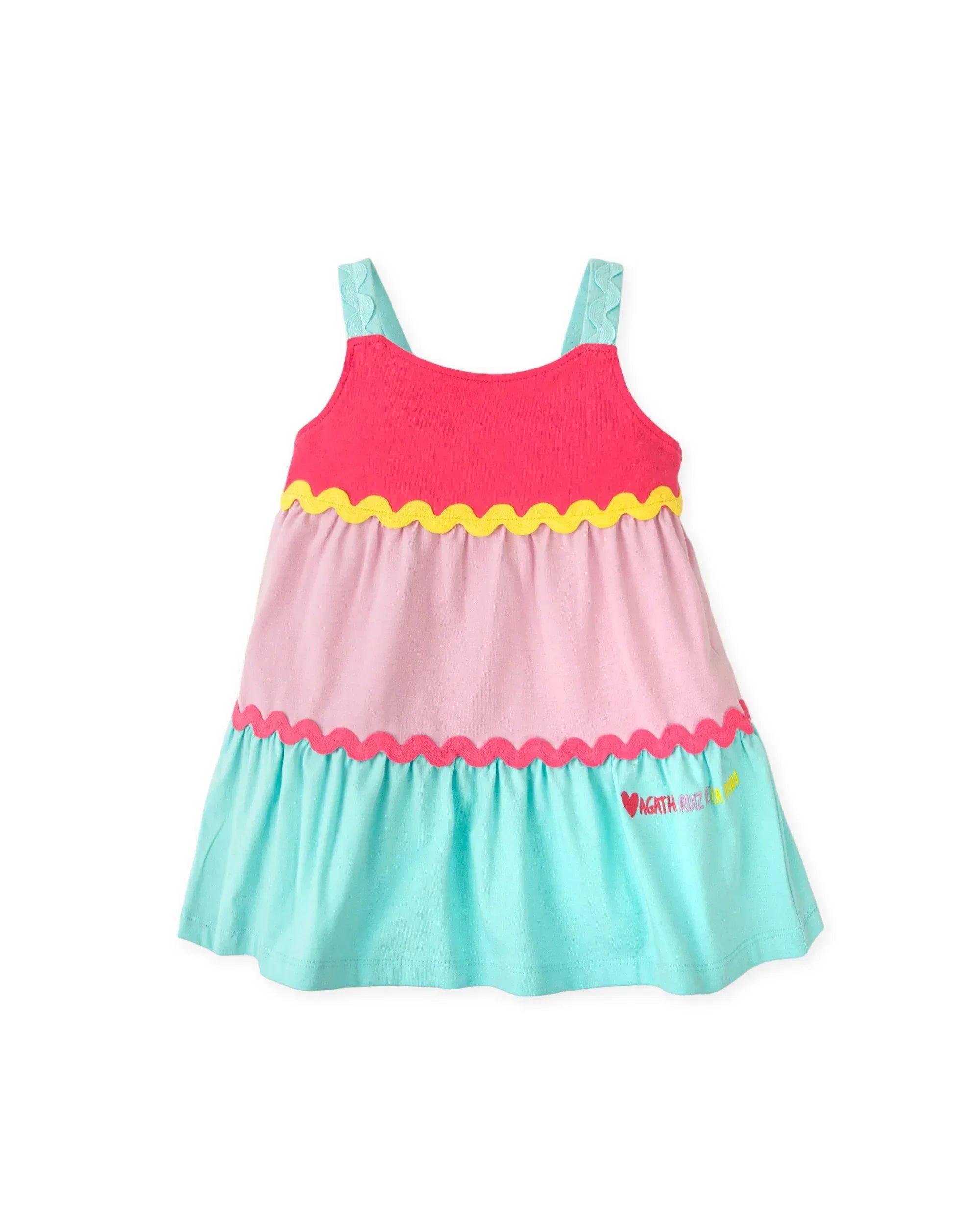 VESTIDO TIRANTES RAYAS HORIZONTALES CON PICUNELA - Agatha Ruiz de la Prada