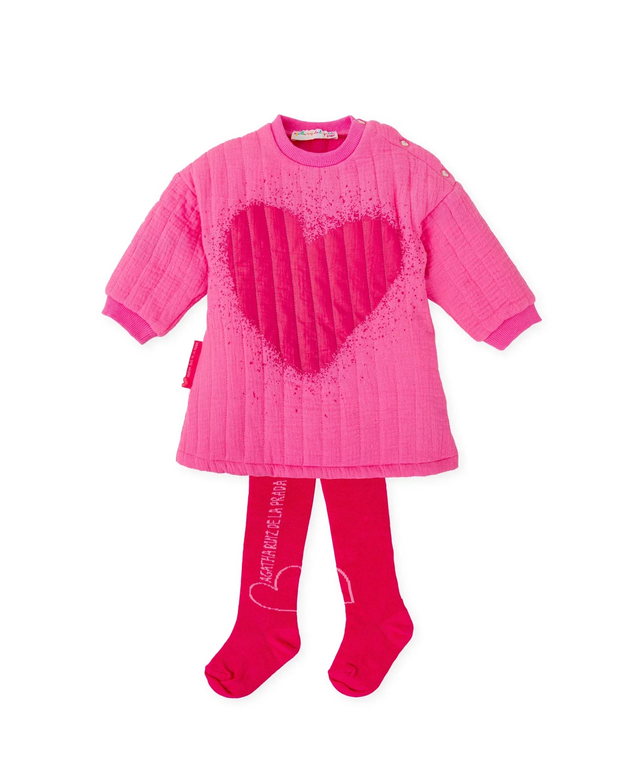 VESTIDO CORAZÓN FRESA CON LEOTARDOS - Agatha Ruiz de la Prada