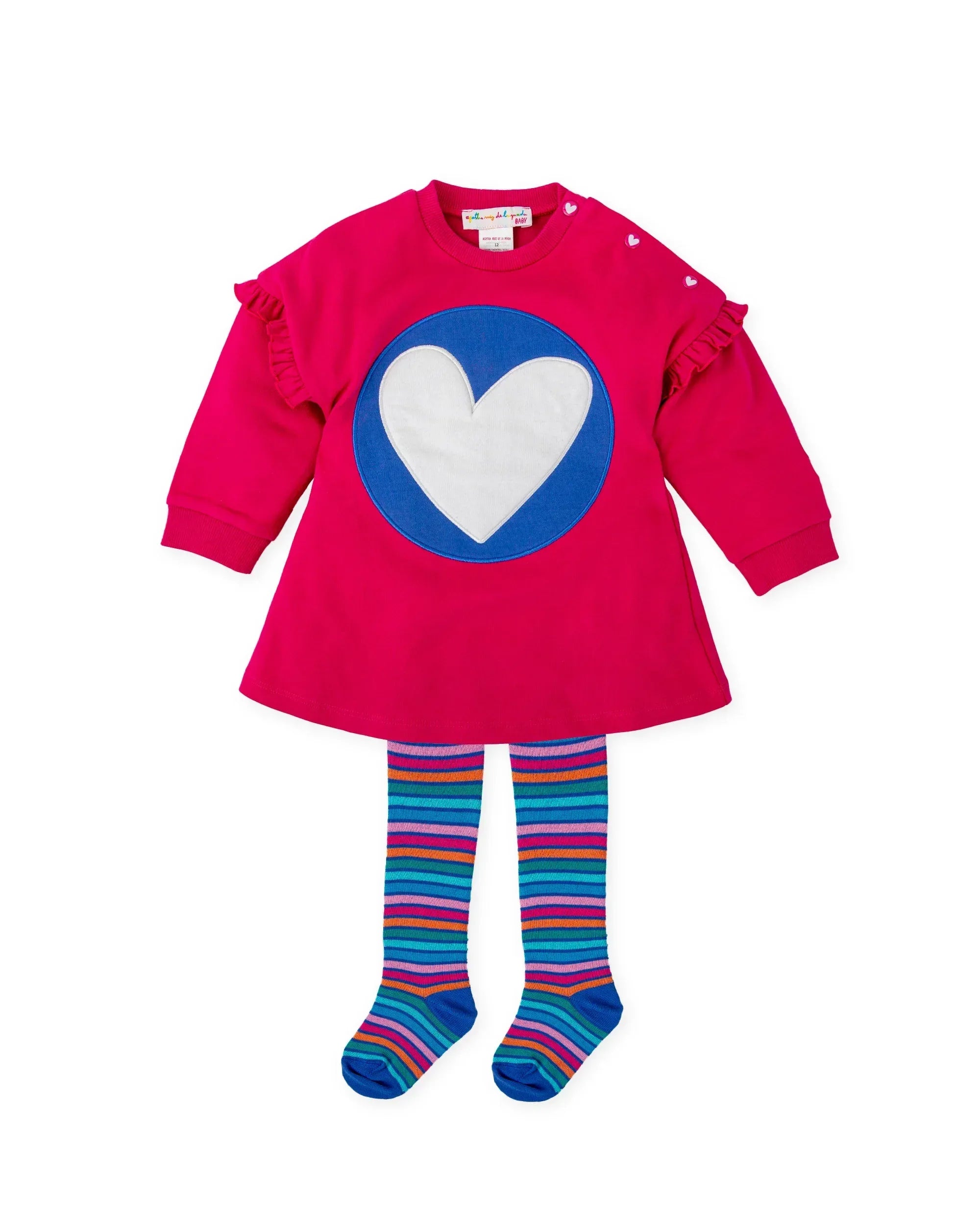 VESTIDO CORAZÓN BORDADO FUCSIA CON LEOTARDOS - Agatha Ruiz de la Prada