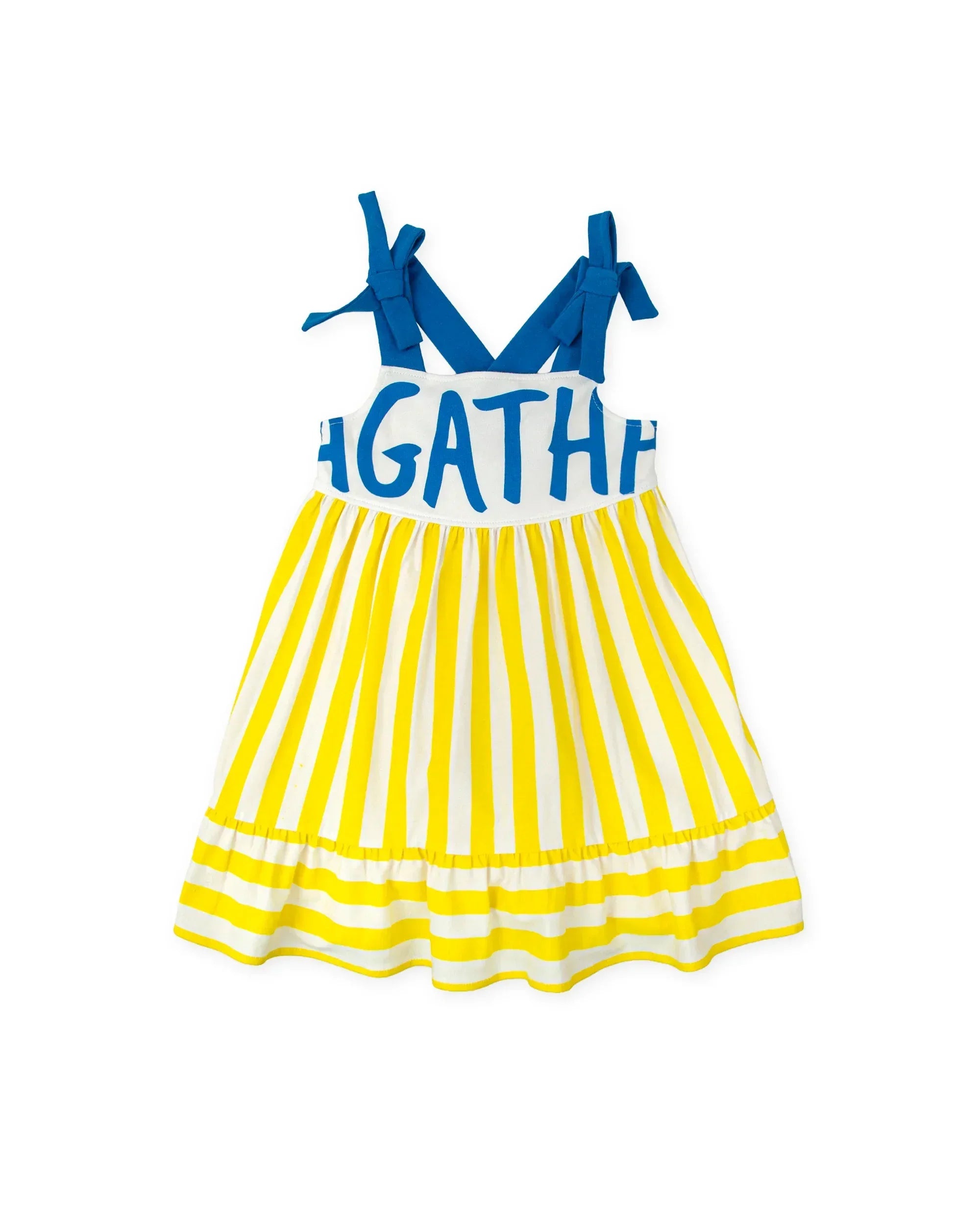 VESTIDO RAYAS AMARILLO TIRANTES AZUL AGATHA - Agatha Ruiz de la Prada