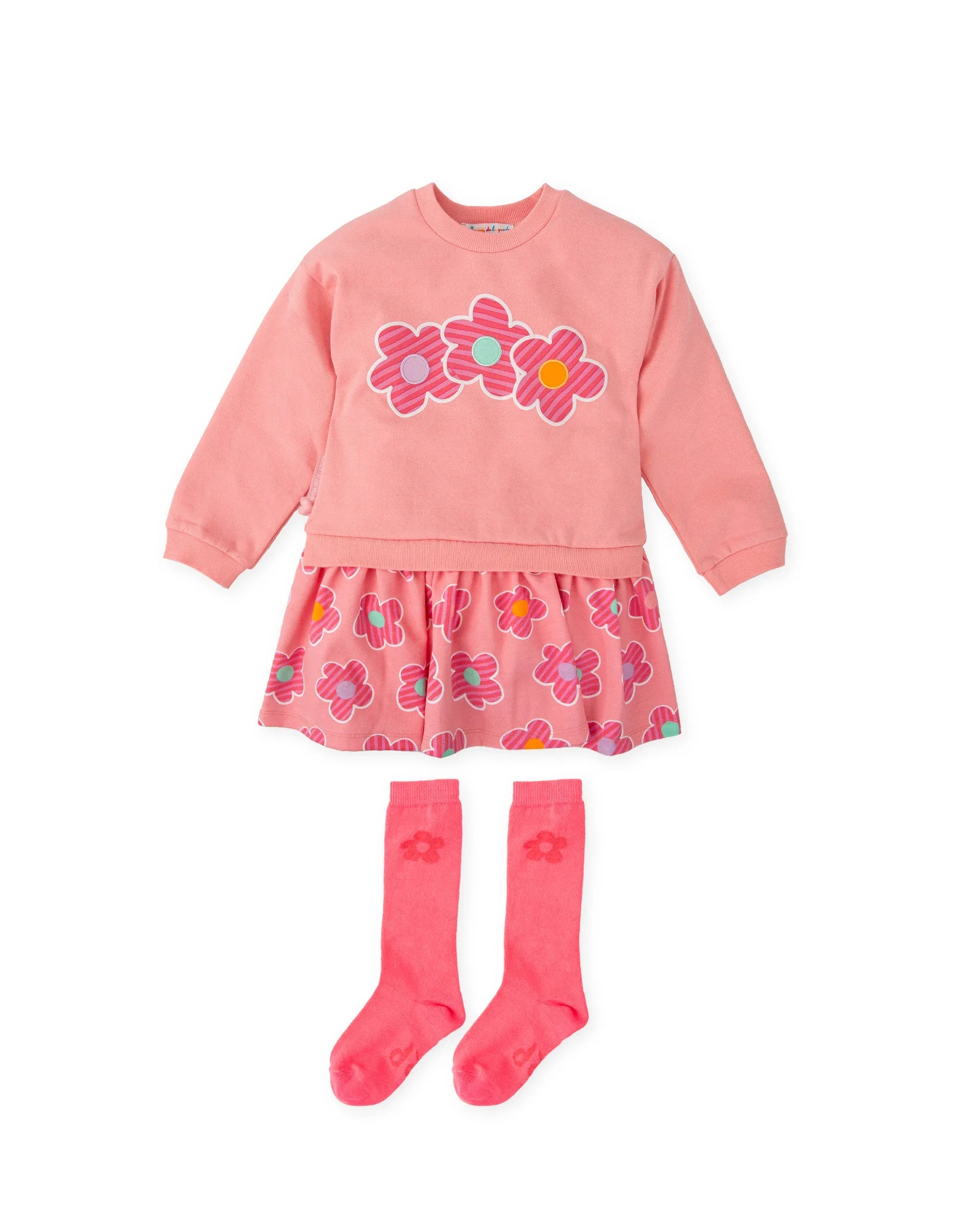 VESTIDO FLORES ROSA CON CALCETINES - Agatha Ruiz de la Prada
