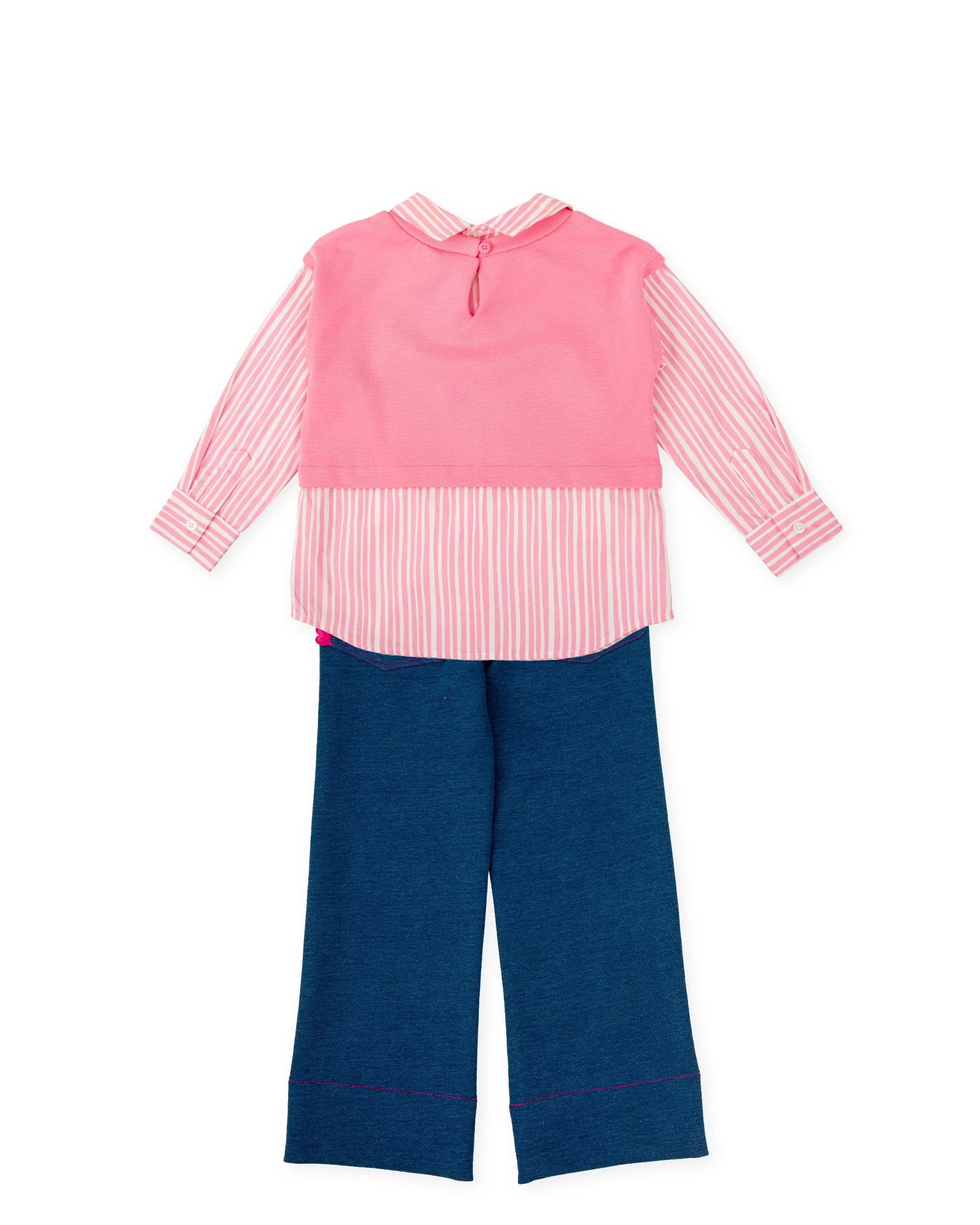 CONJUNTO CAMISA COMBINADA FRESA Y PANTALÓN DENIM - Agatha Ruiz de la Prada