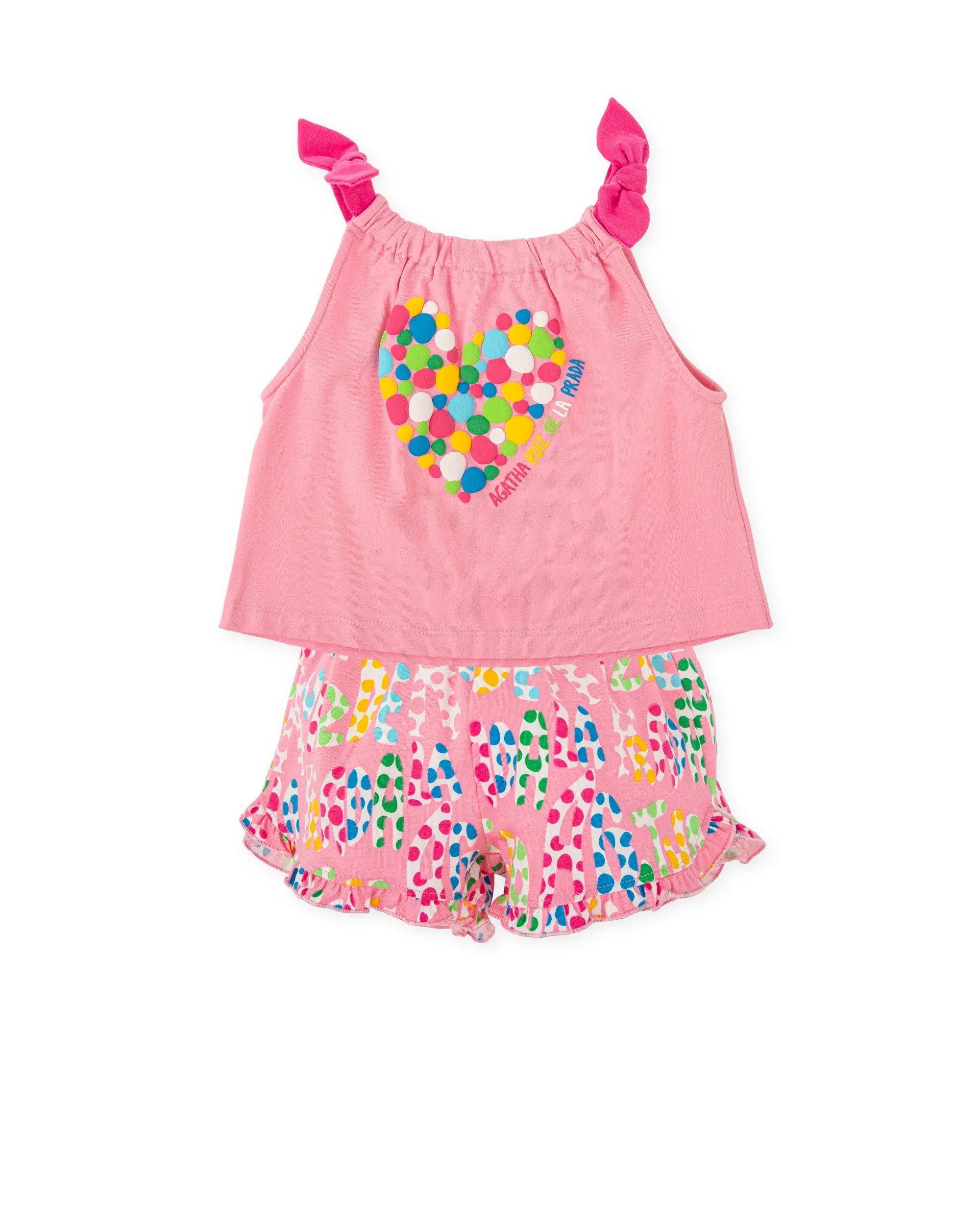 CONJUNTO CAM TIRANTES ROSA CORAZON TOPOS +SHORT ESTAMPADO TOPOS MULTICOLOR - Agatha Ruiz de la Prada