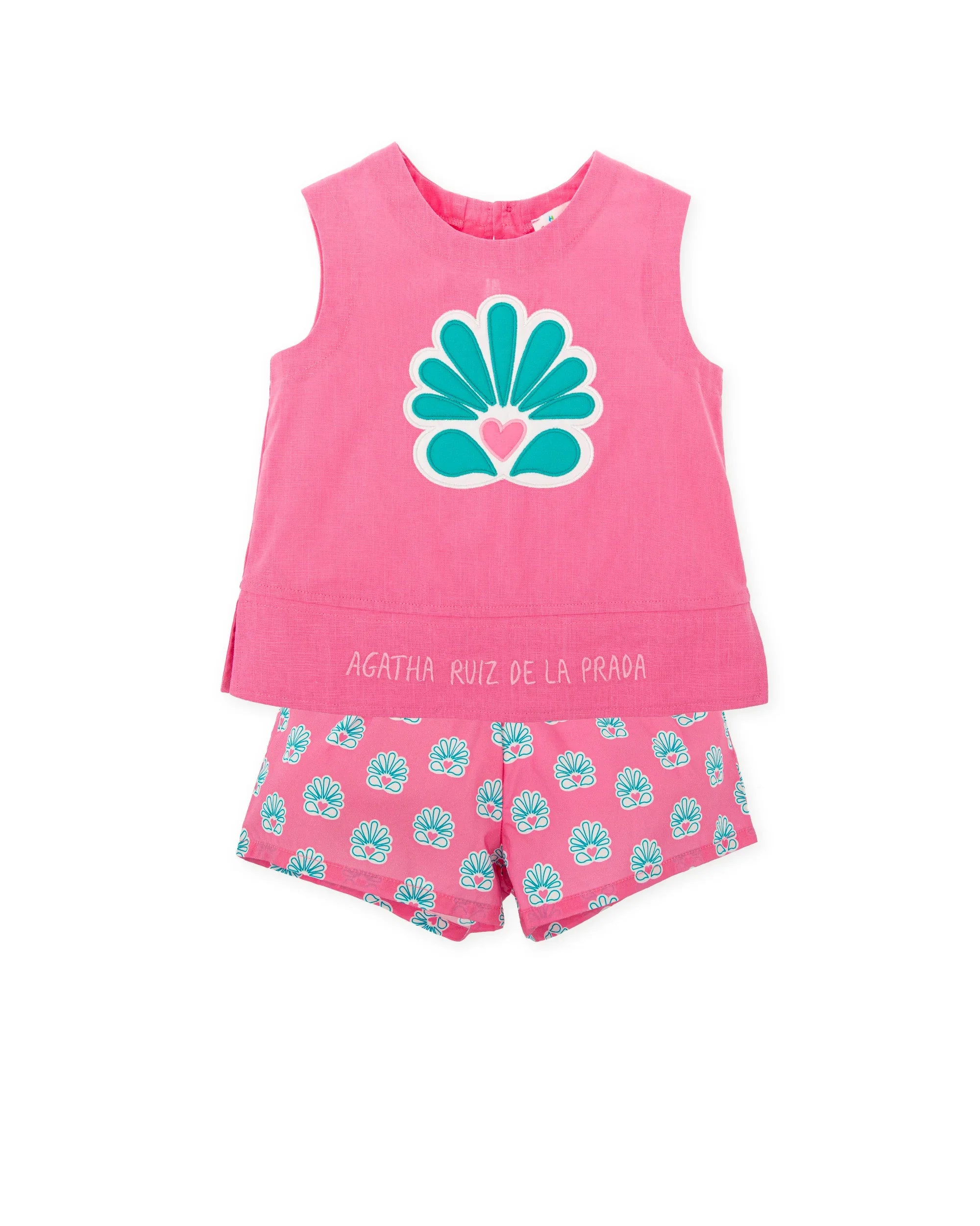 CONJUNTO SIN MANGAS ROSA + SHORTS ESTAMPADO INDIA - Agatha Ruiz de la Prada