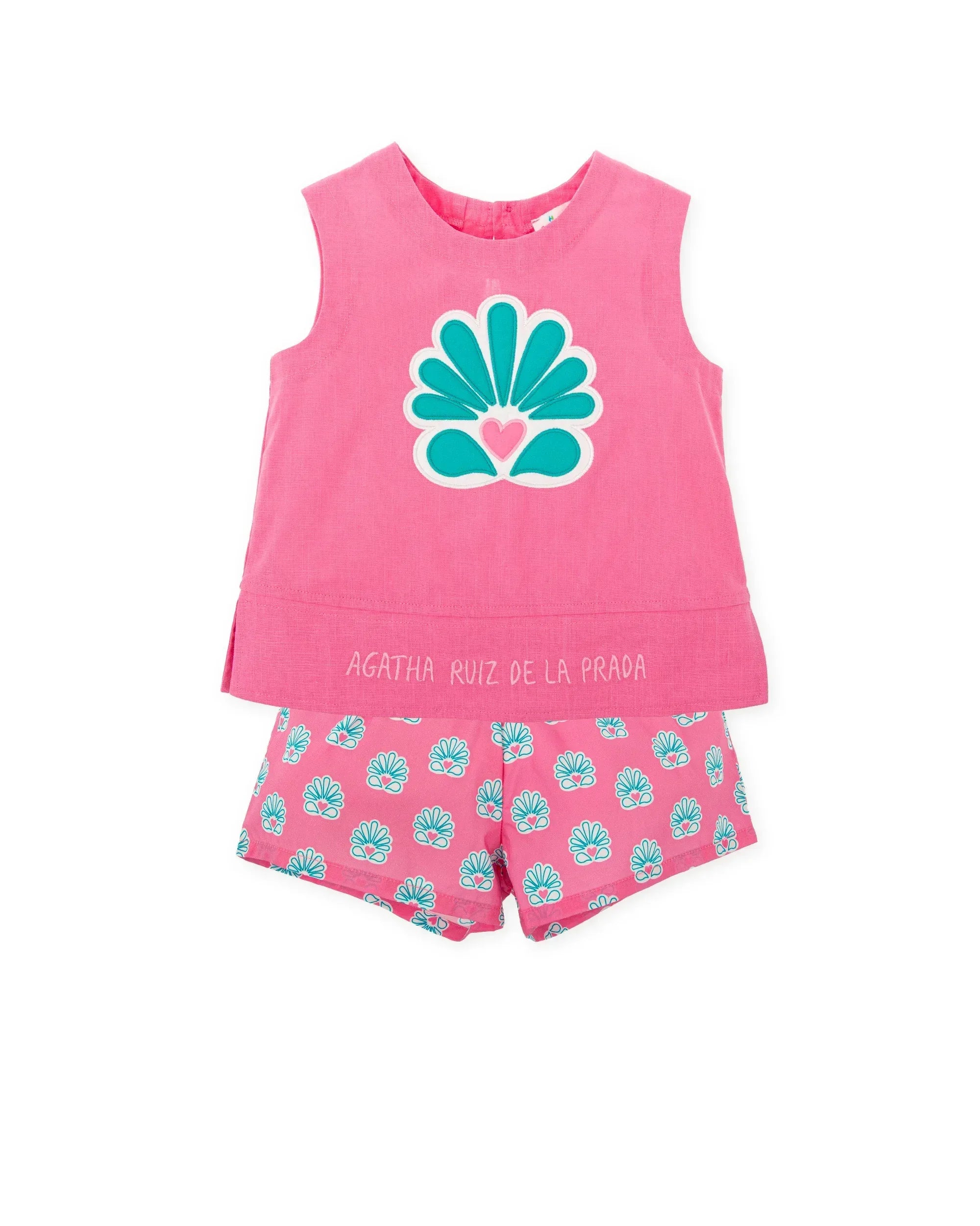 CONJUNTO SIN MANGAS ROSA + SHORTS ESTAMPADO INDIA - Agatha Ruiz de la Prada