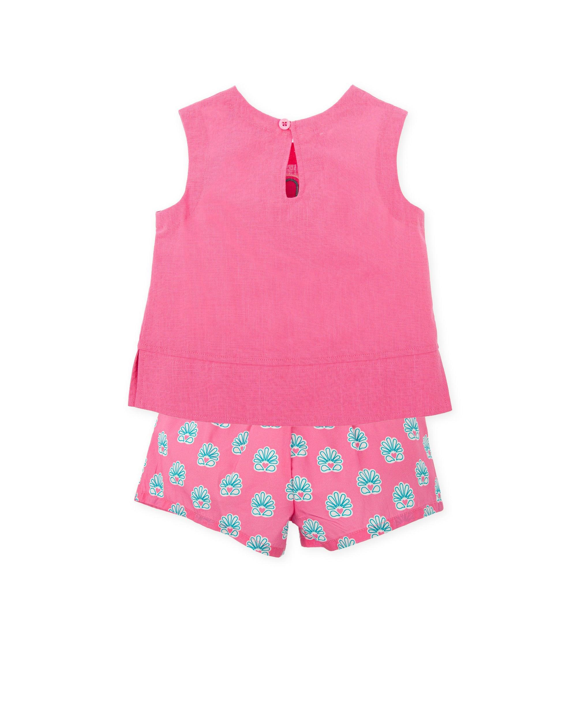 CONJUNTO SIN MANGAS ROSA + SHORTS ESTAMPADO INDIA - Agatha Ruiz de la Prada