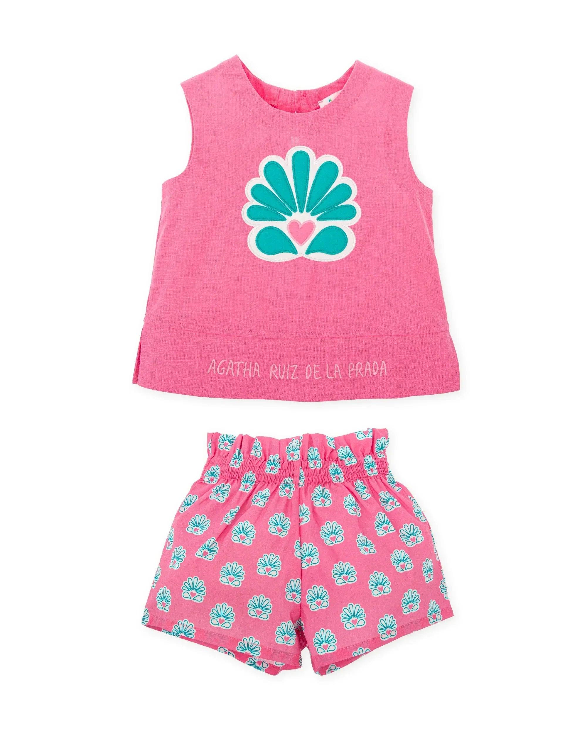 CONJUNTO SIN MANGAS ROSA + SHORTS ESTAMPADO INDIA - Agatha Ruiz de la Prada