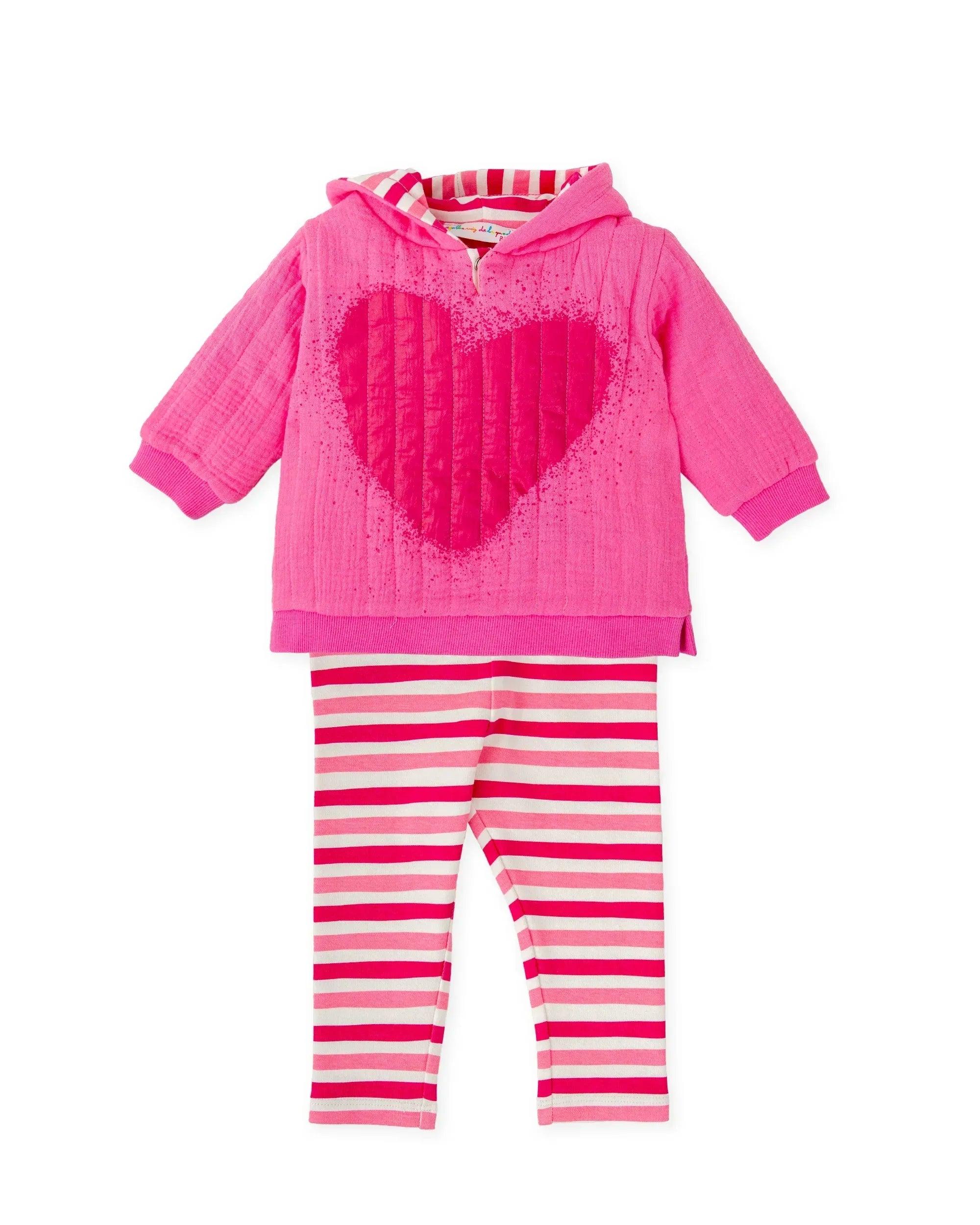 CONJUNTO SUDADERA ACOLCHADA CAPUCHA Y LEGGINS RAYAS FUCSIA - Agatha Ruiz de la Prada