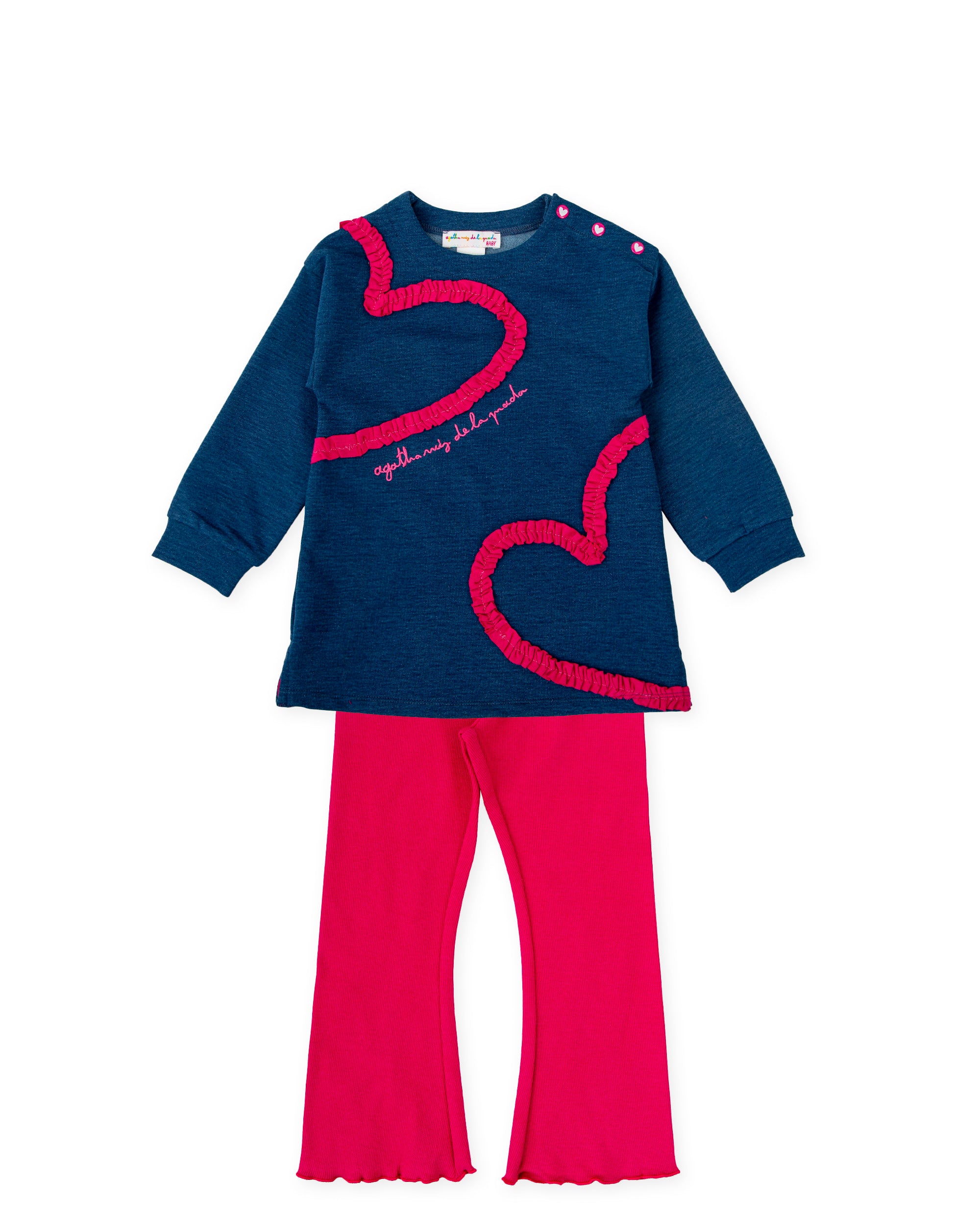 Ensemble sweat à capuche indigo et leggings fuchsia