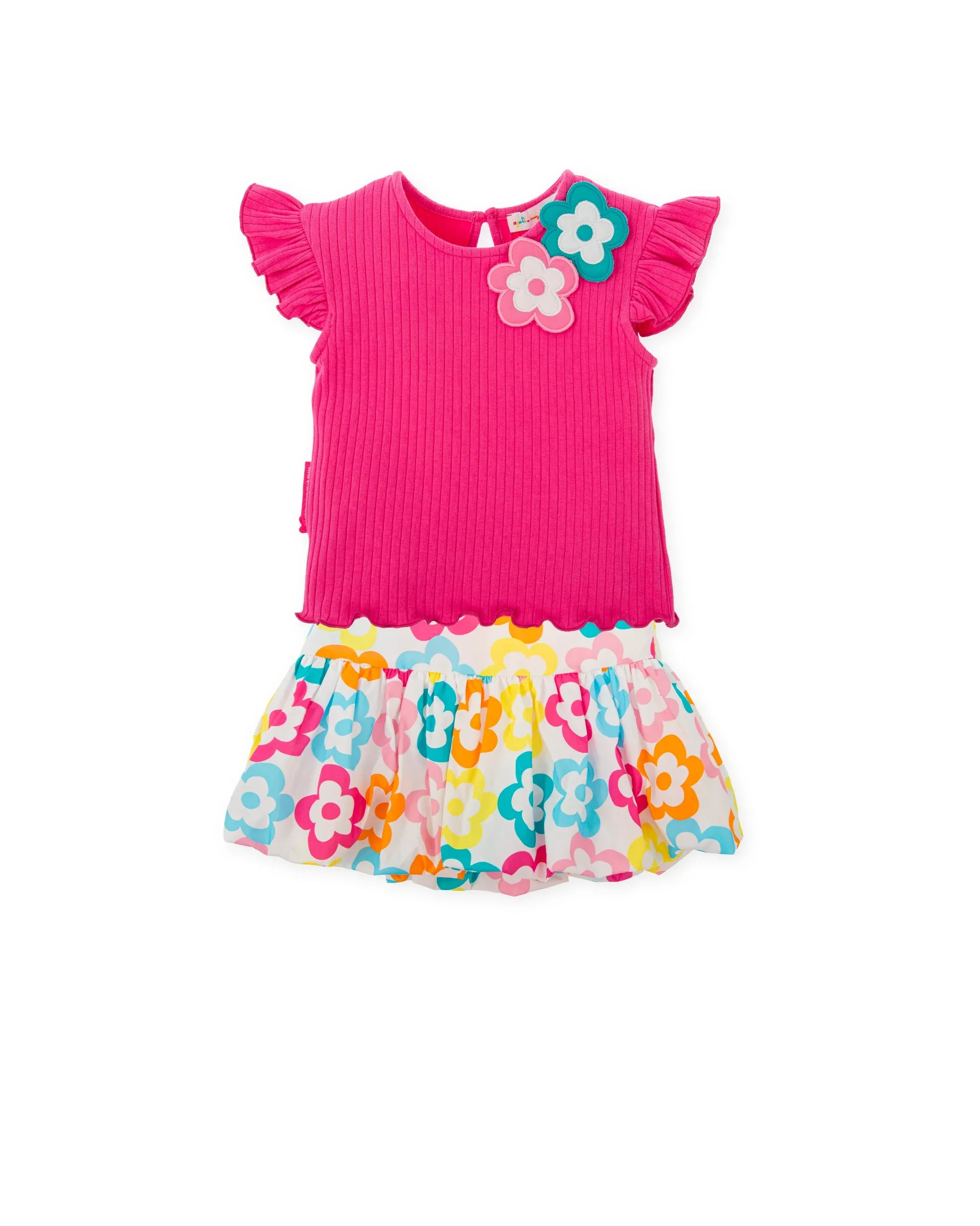 CONJUNTO CAMISETA FUCSIA+FALDA FLORES COLORES - Agatha Ruiz de la Prada