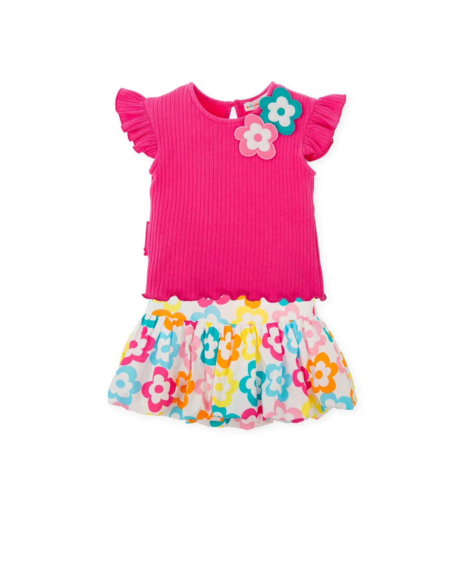 CONJUNTO CAMISETA FUCSIA+FALDA FLORES COLORES - Agatha Ruiz de la Prada
