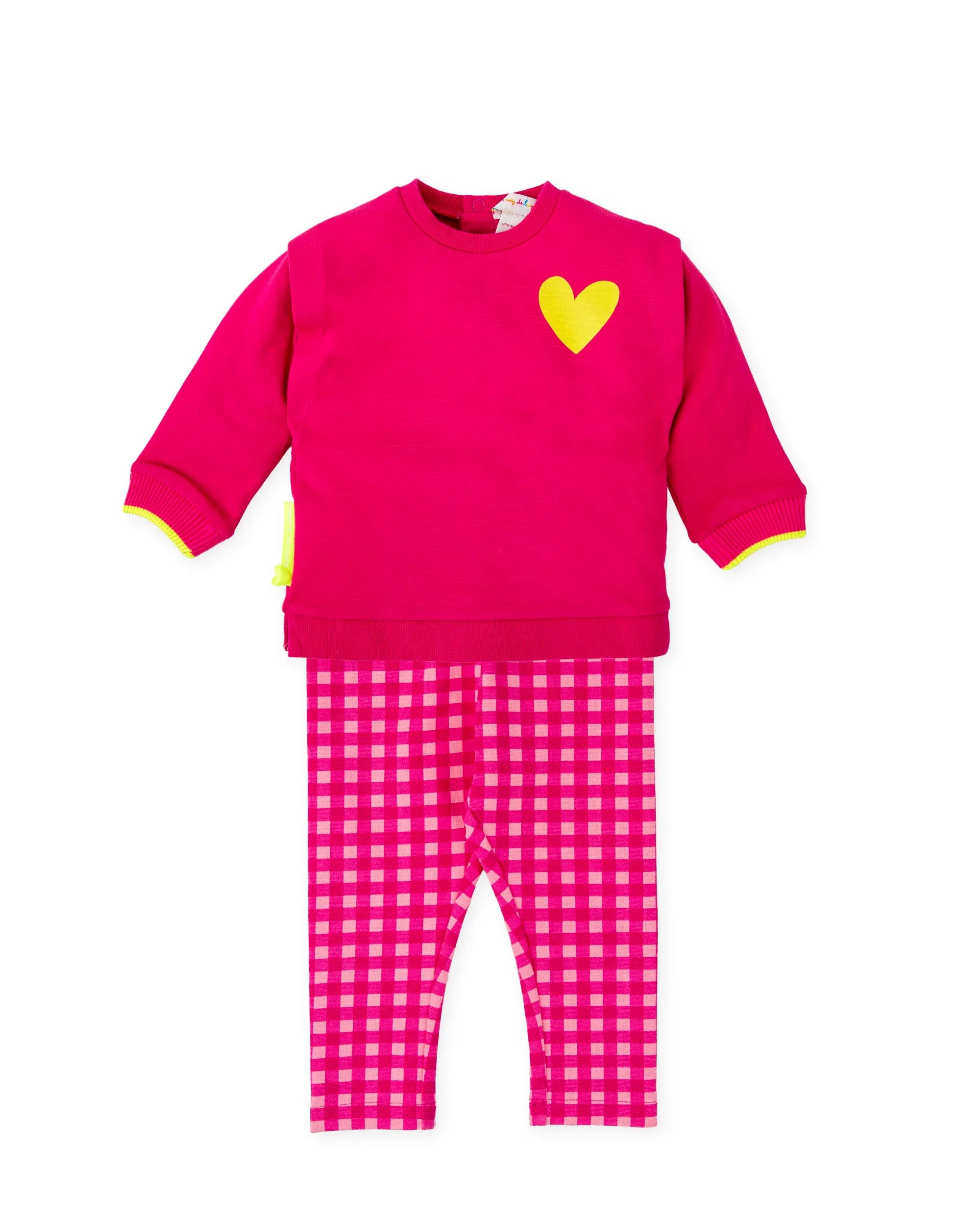 CONJUNTO SUDADERA CORAZÓN FLÚOR Y LEGGINS CUADROS FUCSIA - Agatha Ruiz de la Prada